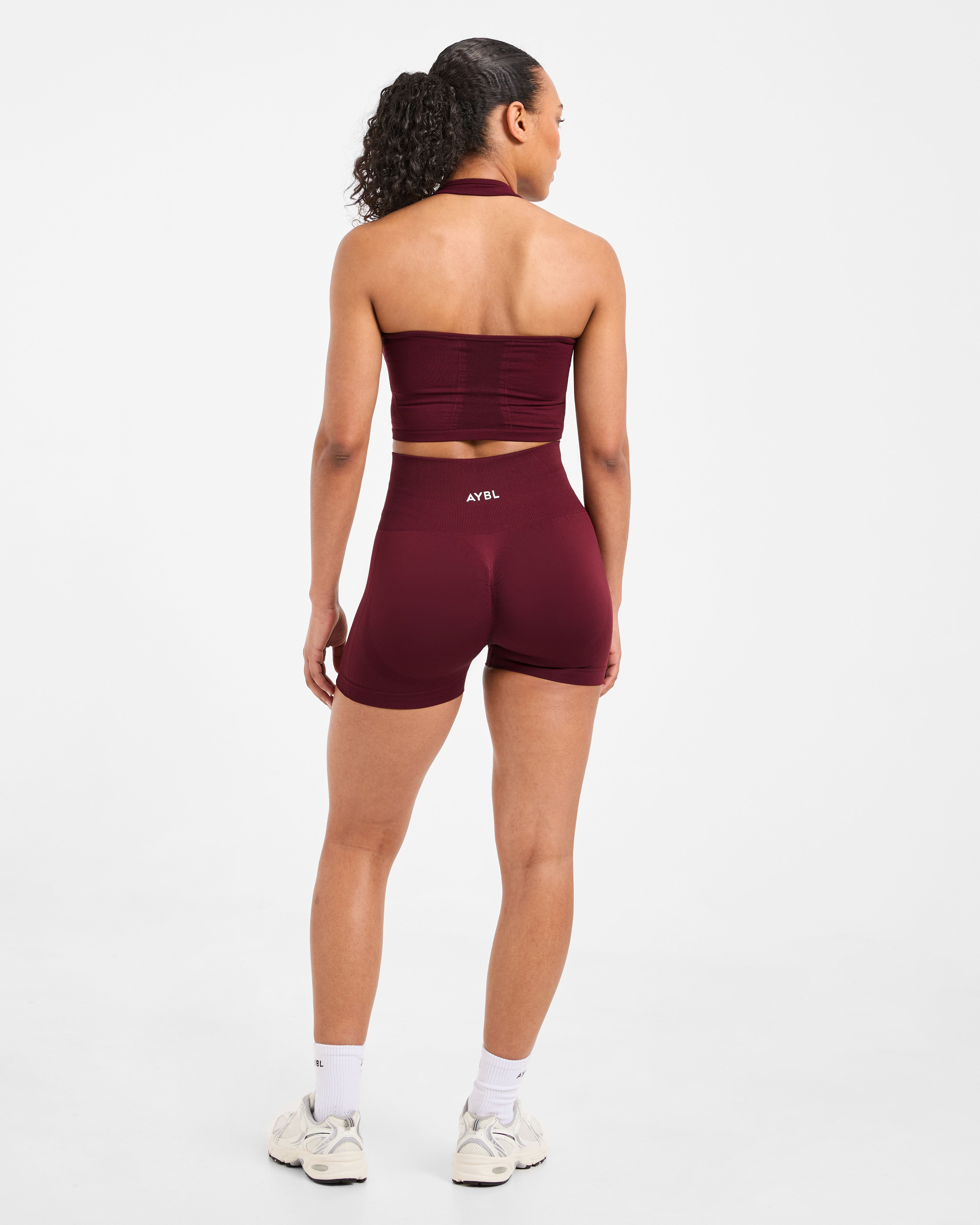 Empower Seamless Halterneck Crop Top - Rouge Wine