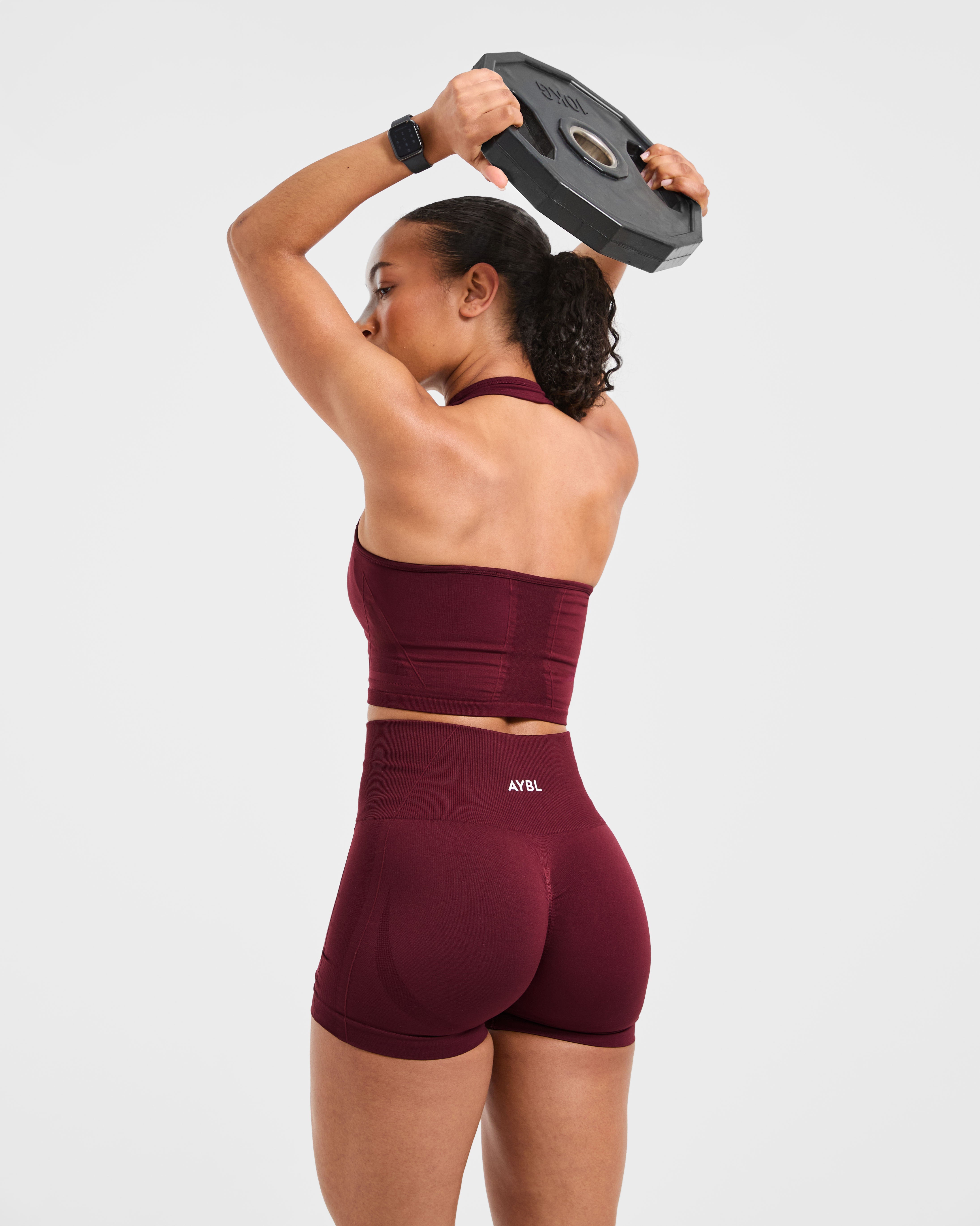 Empower Seamless Halterneck Crop Top - Rouge Wine