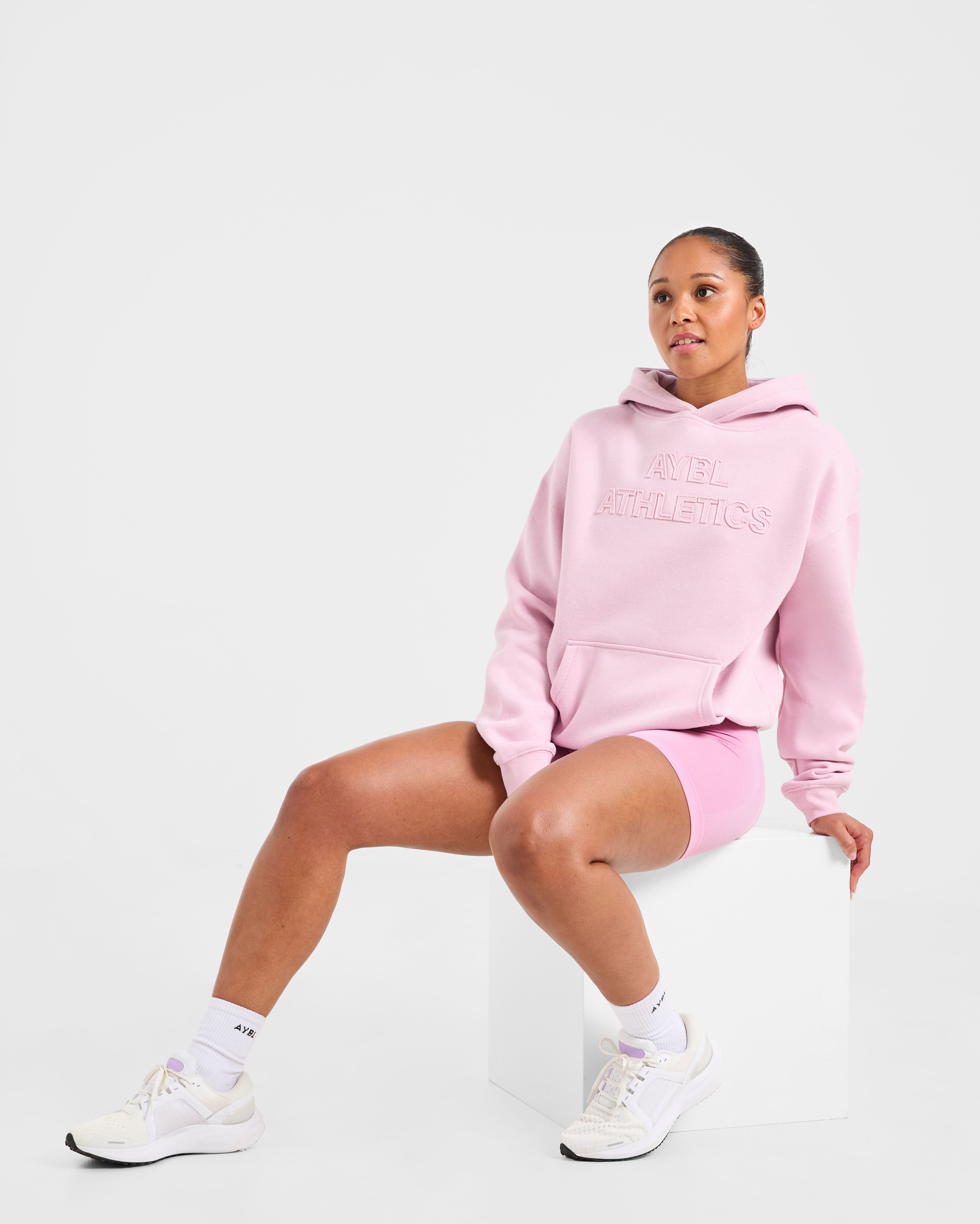 Athletics Applique Oversized Hoodie - Sugar Rose