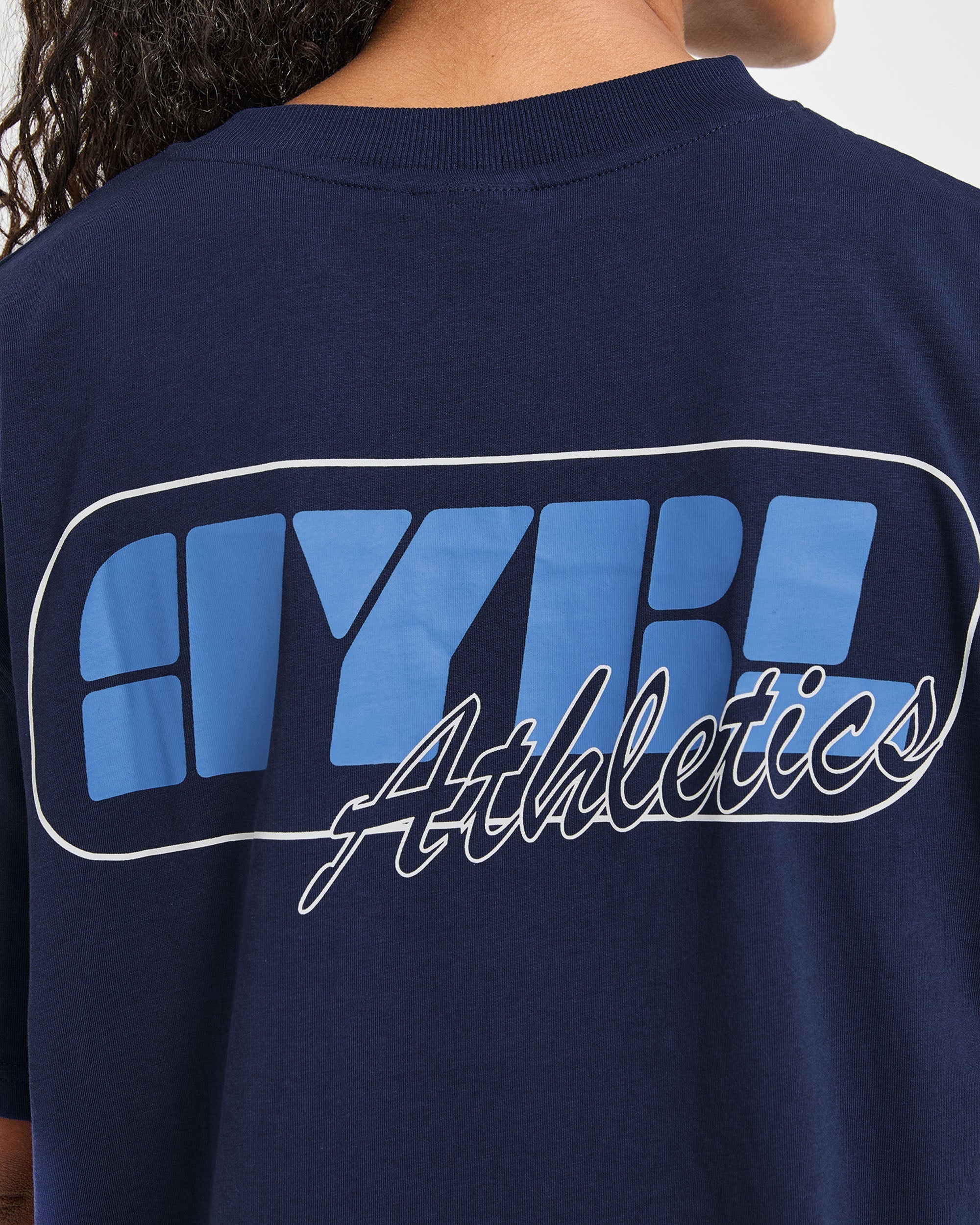 Athletics Retro Oversized T Shirt - Navy