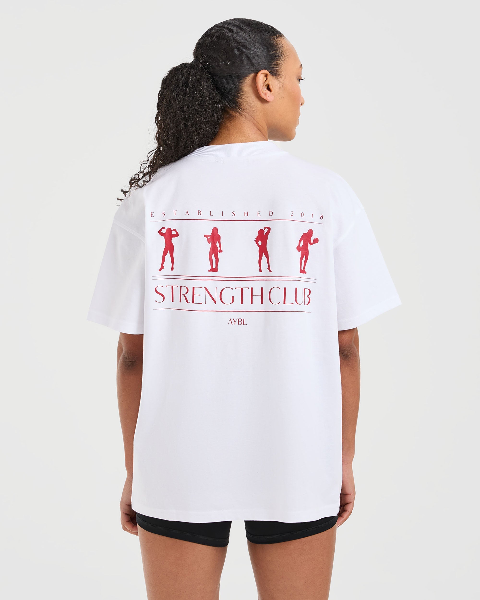 Strength Club Oversized T Shirt - White/Rouge