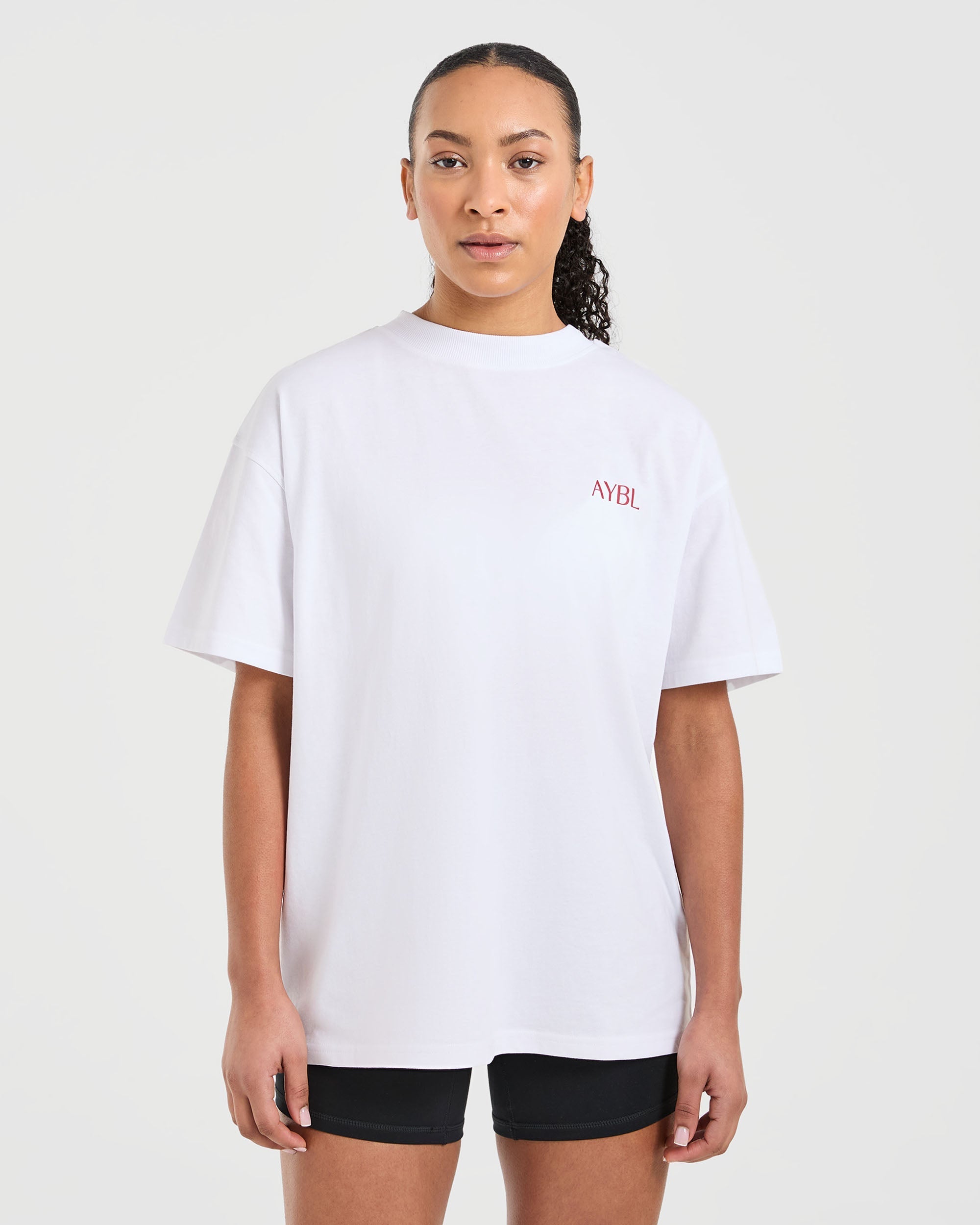 Strength Club Oversized T Shirt - White/Rouge