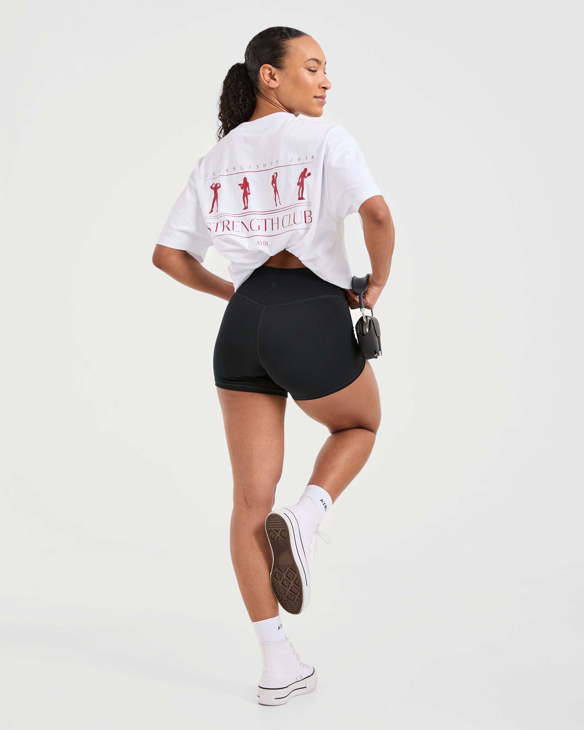 Strength Club Oversized T Shirt - White/Rouge