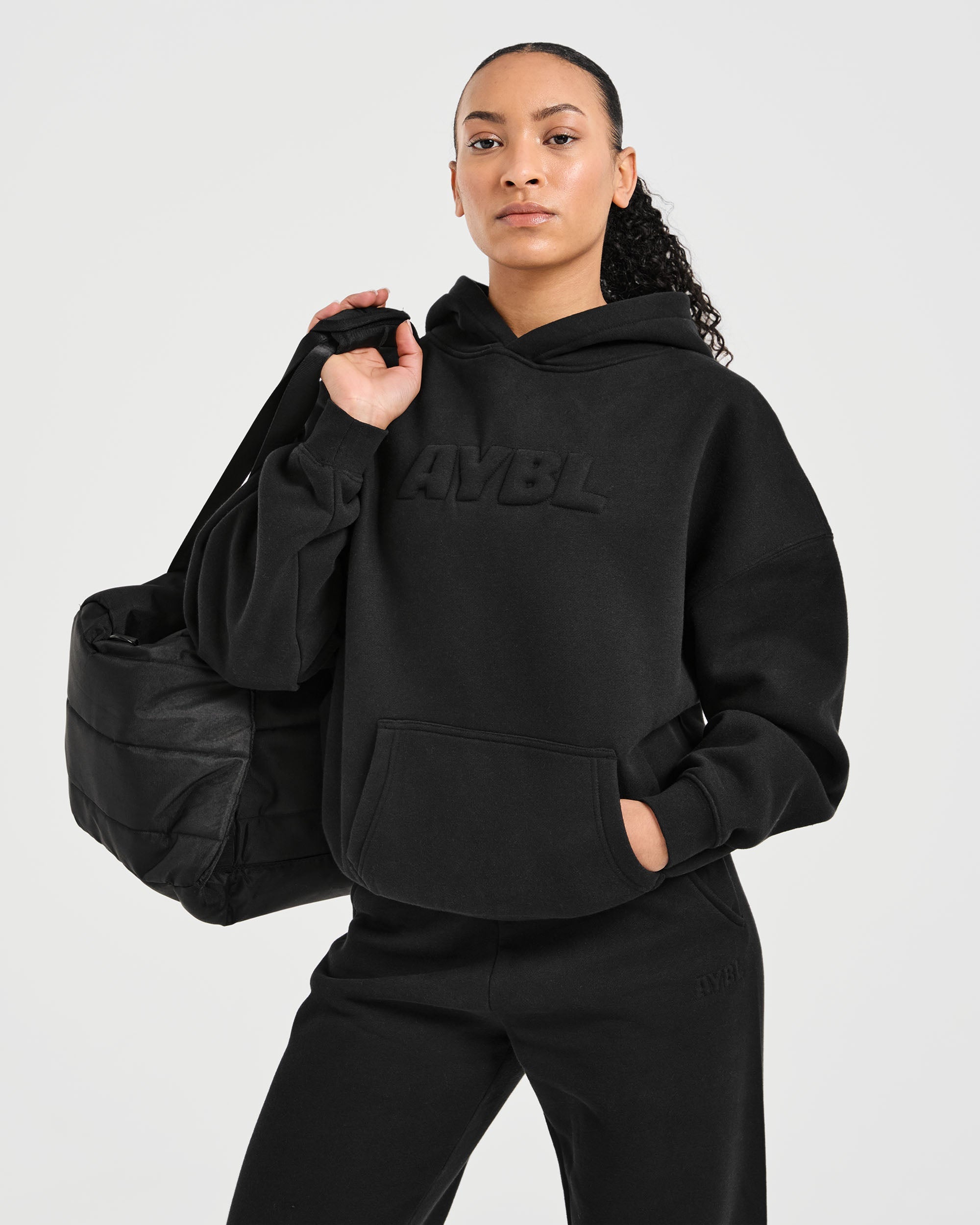 Classic Plush Oversized Hoodie - Noir