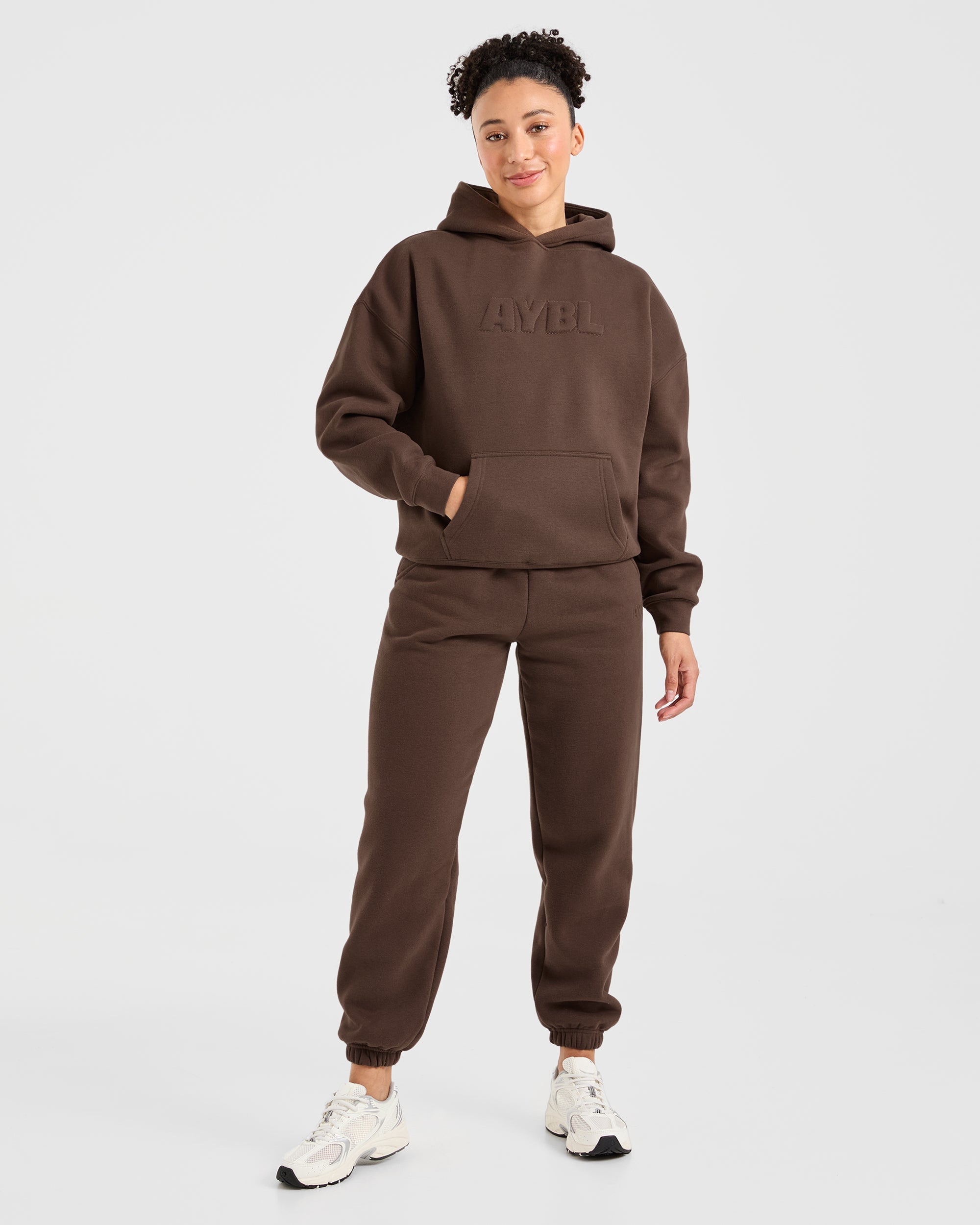 Classic Plush Oversized Hoodie - Marron