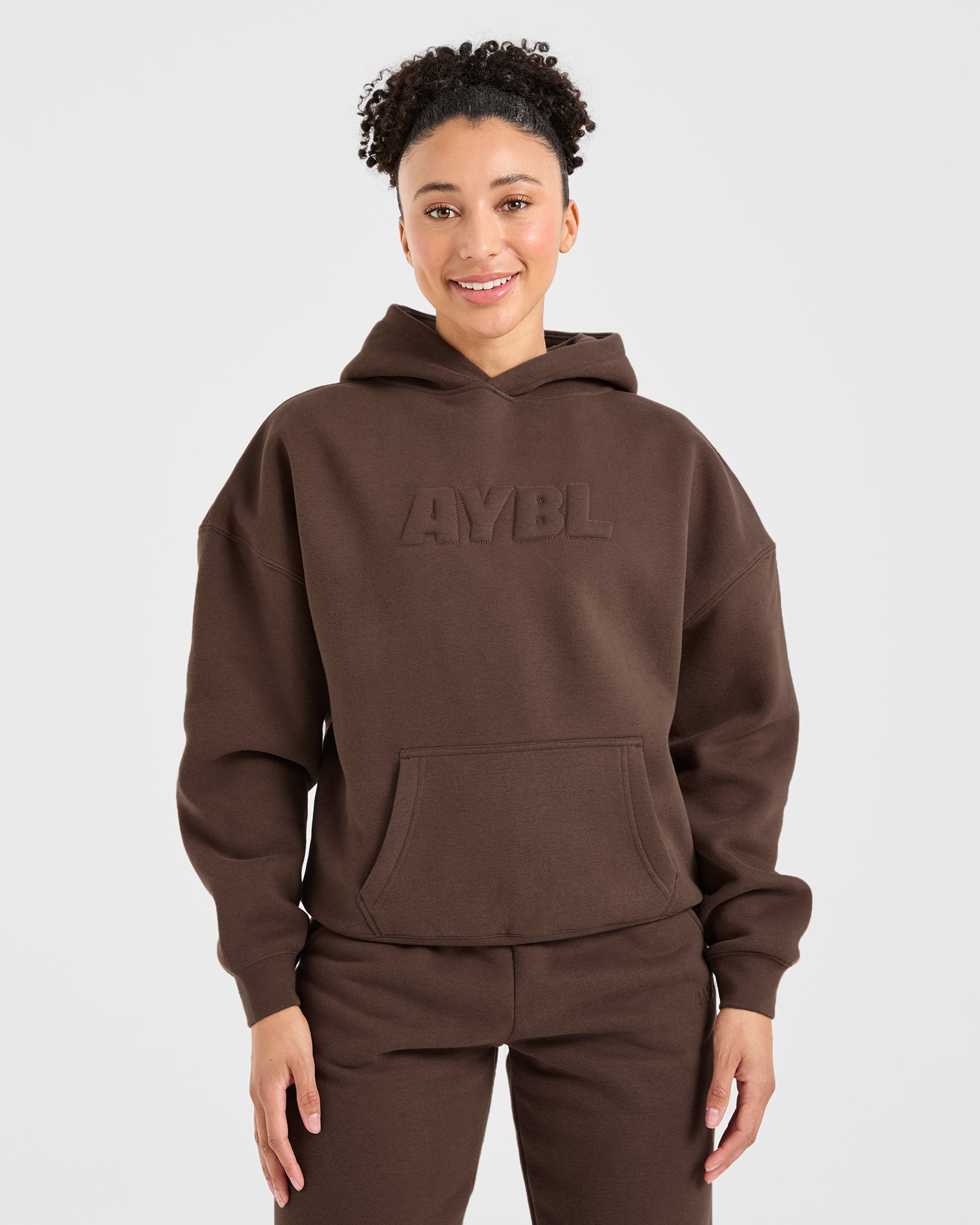 Classic Plush Oversized Hoodie - Marron