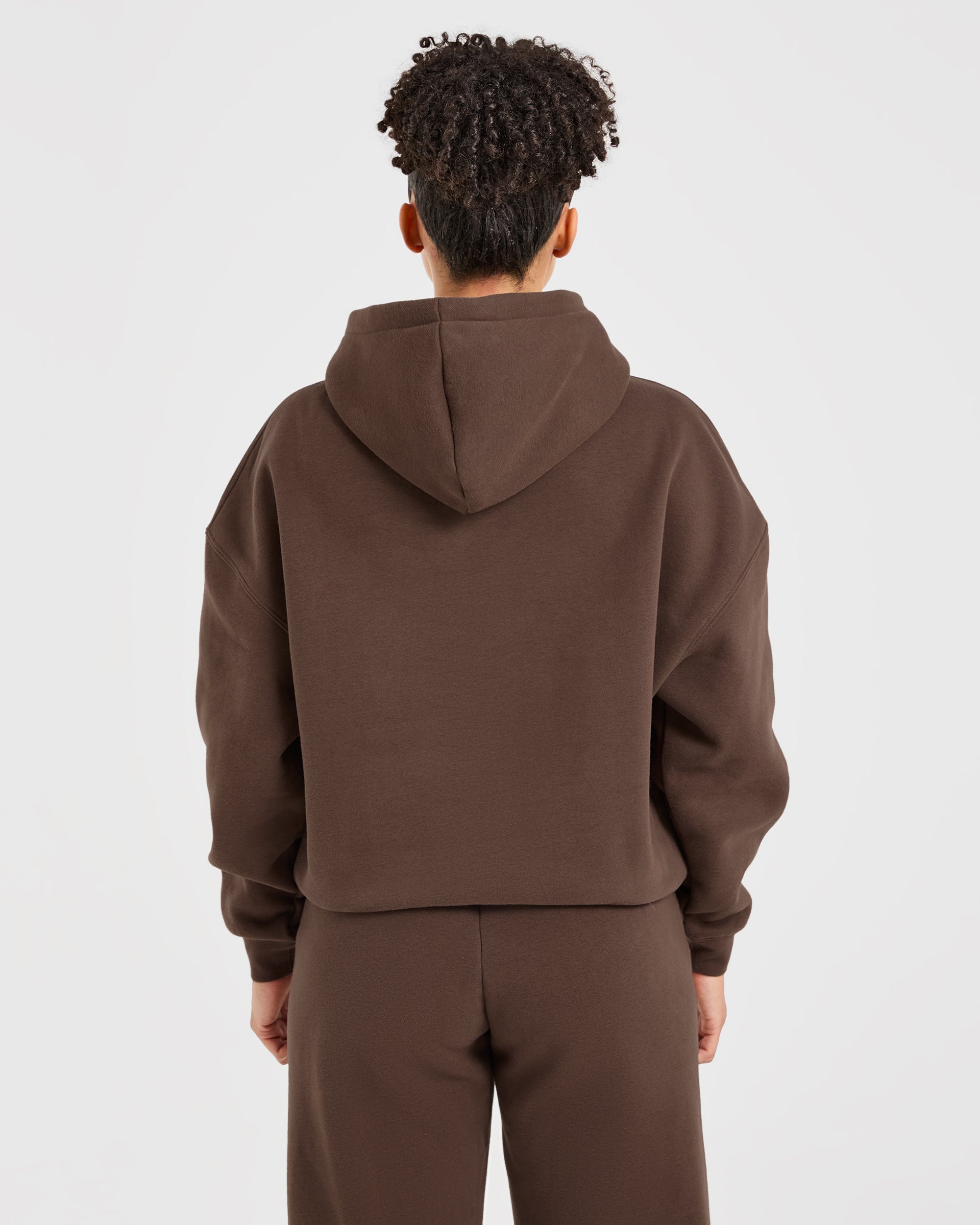 Classic Plush Oversized Hoodie - Marron