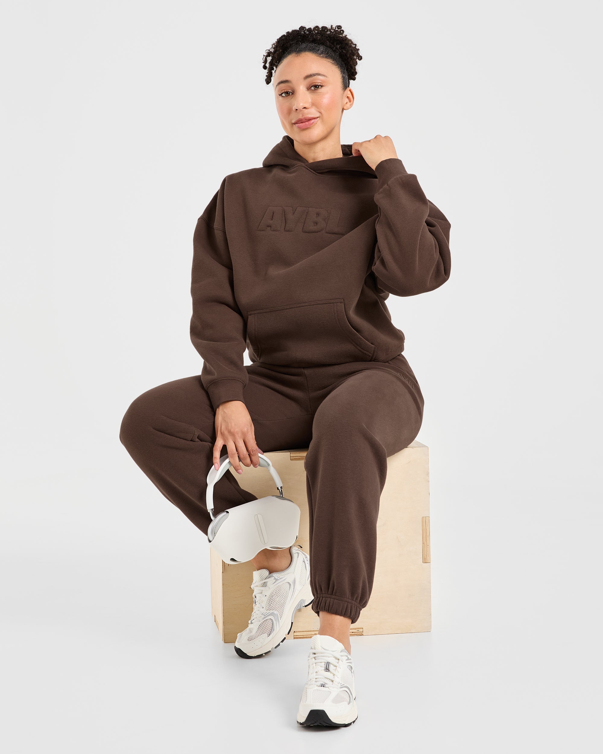 Classic Plush Oversized Hoodie - Marron