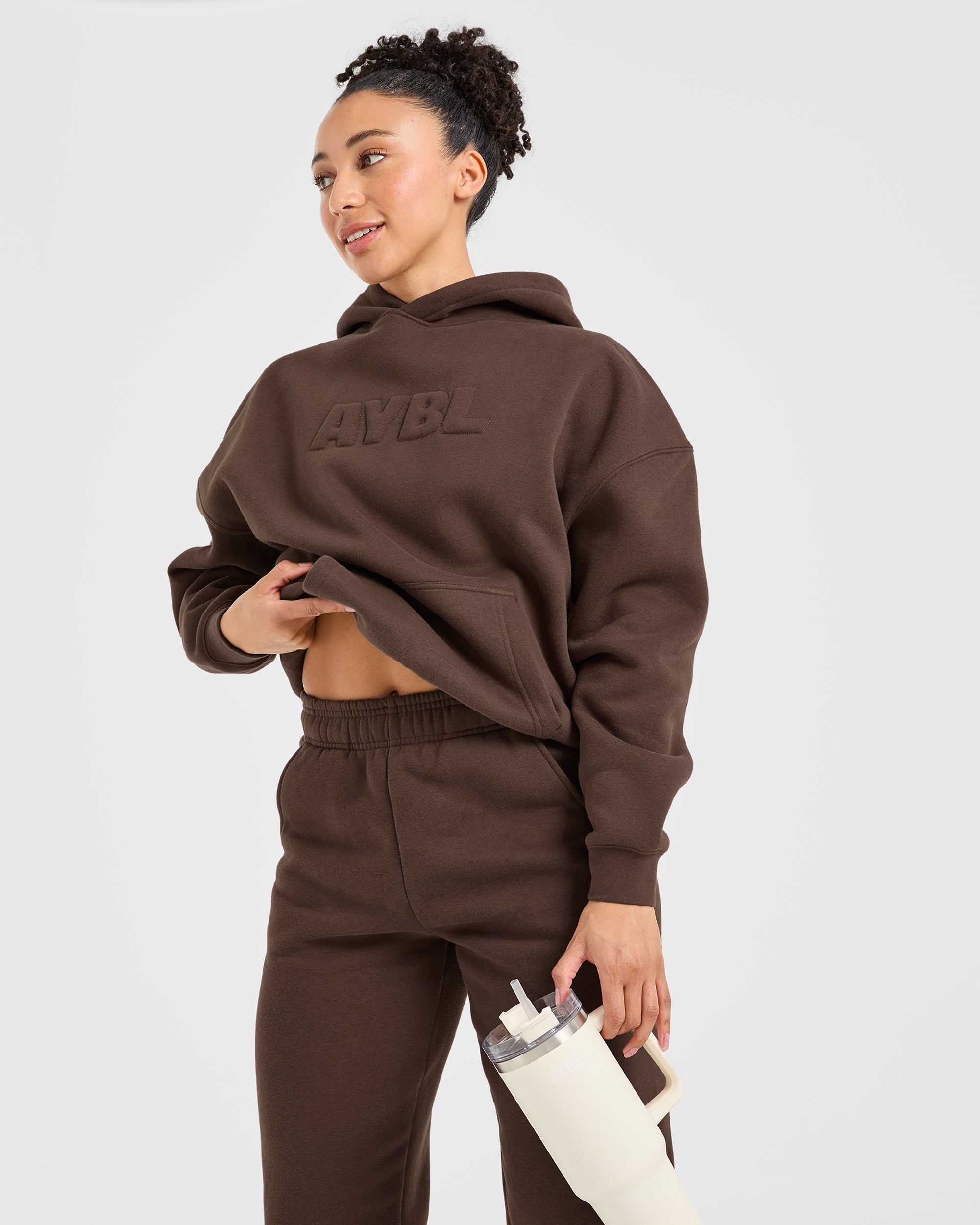 Classic Plush Oversized Hoodie - Marron