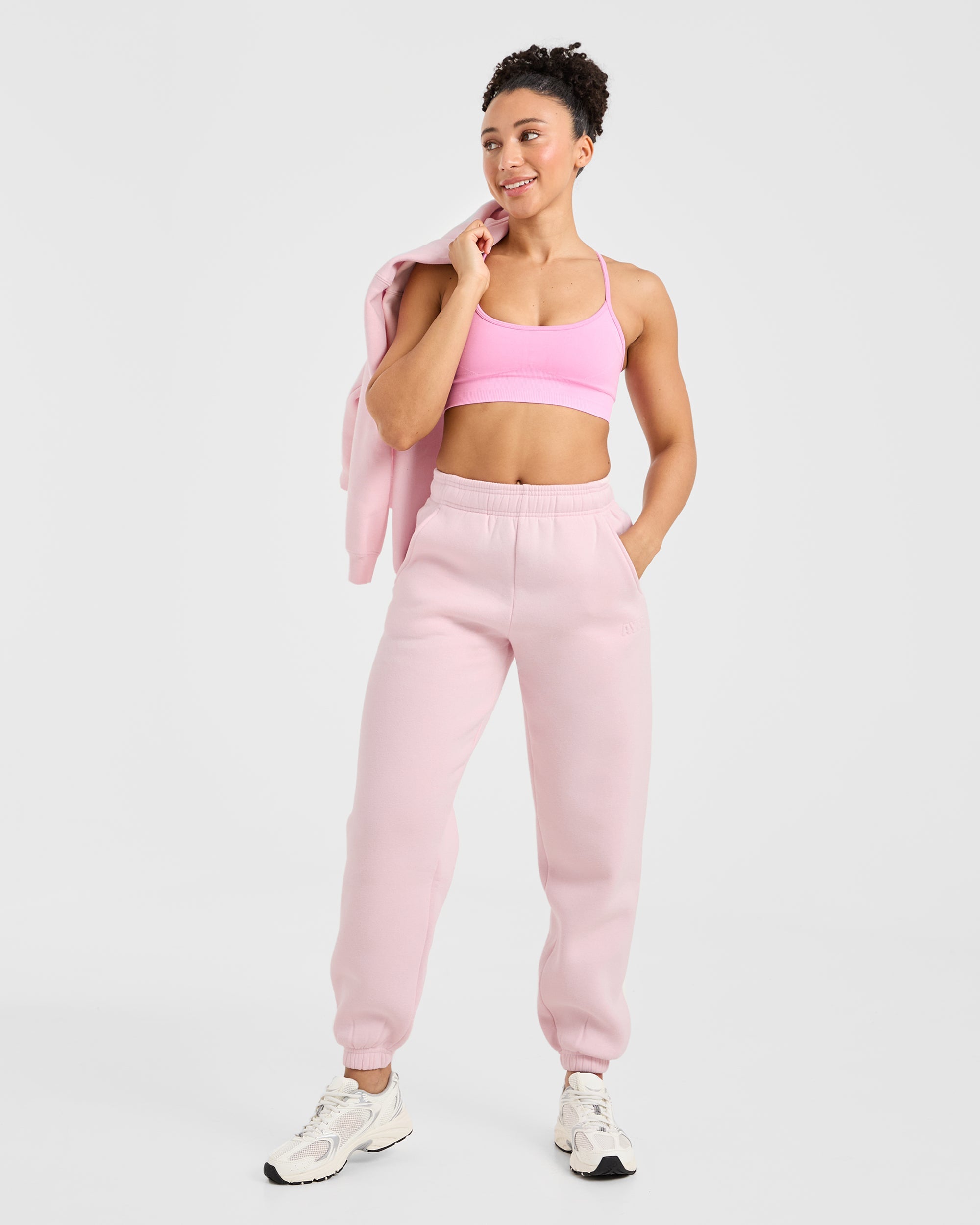 Classic Plush Oversized Joggers - Pastel Rose