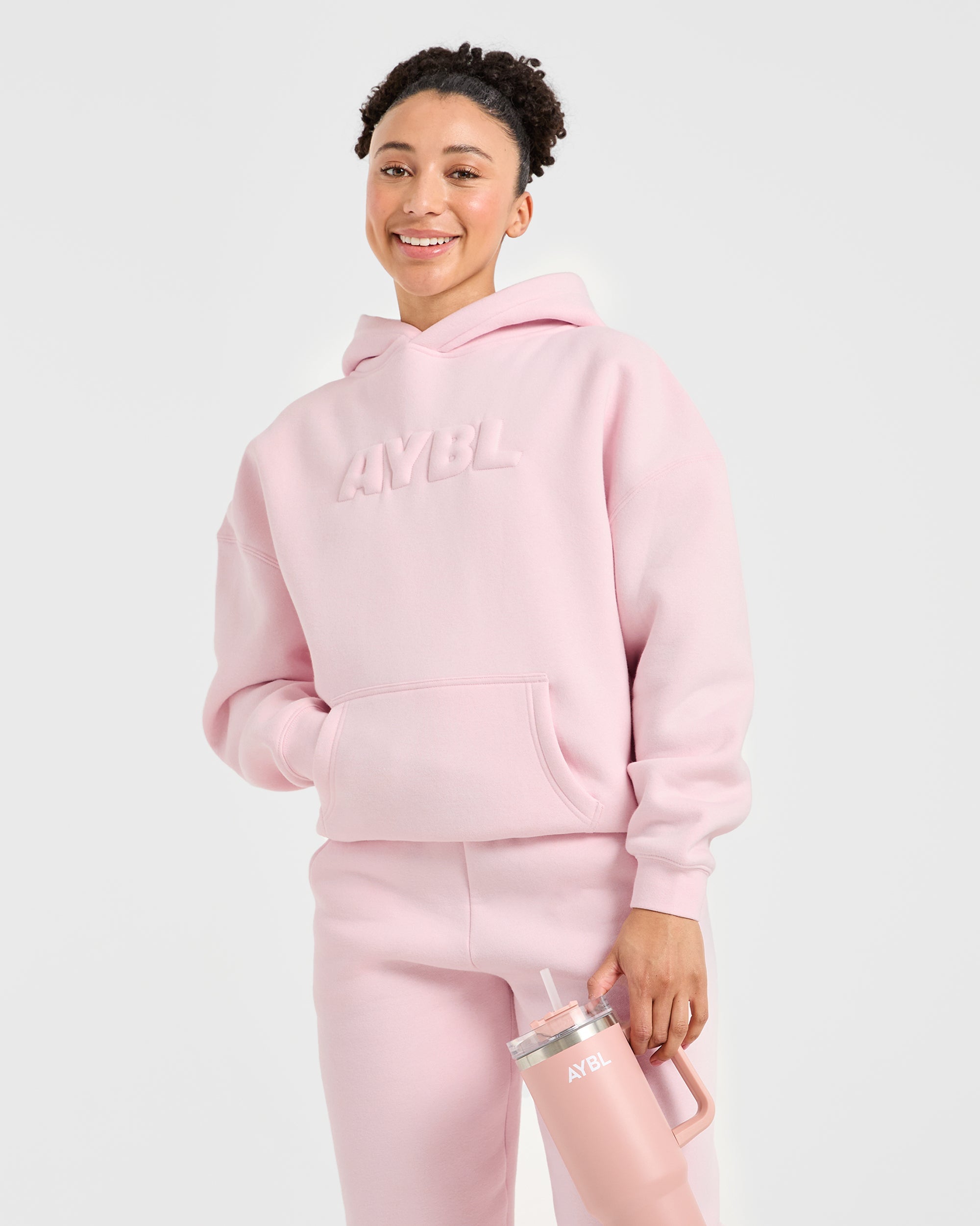 Classic Plush Oversized Hoodie - Pastel Rose