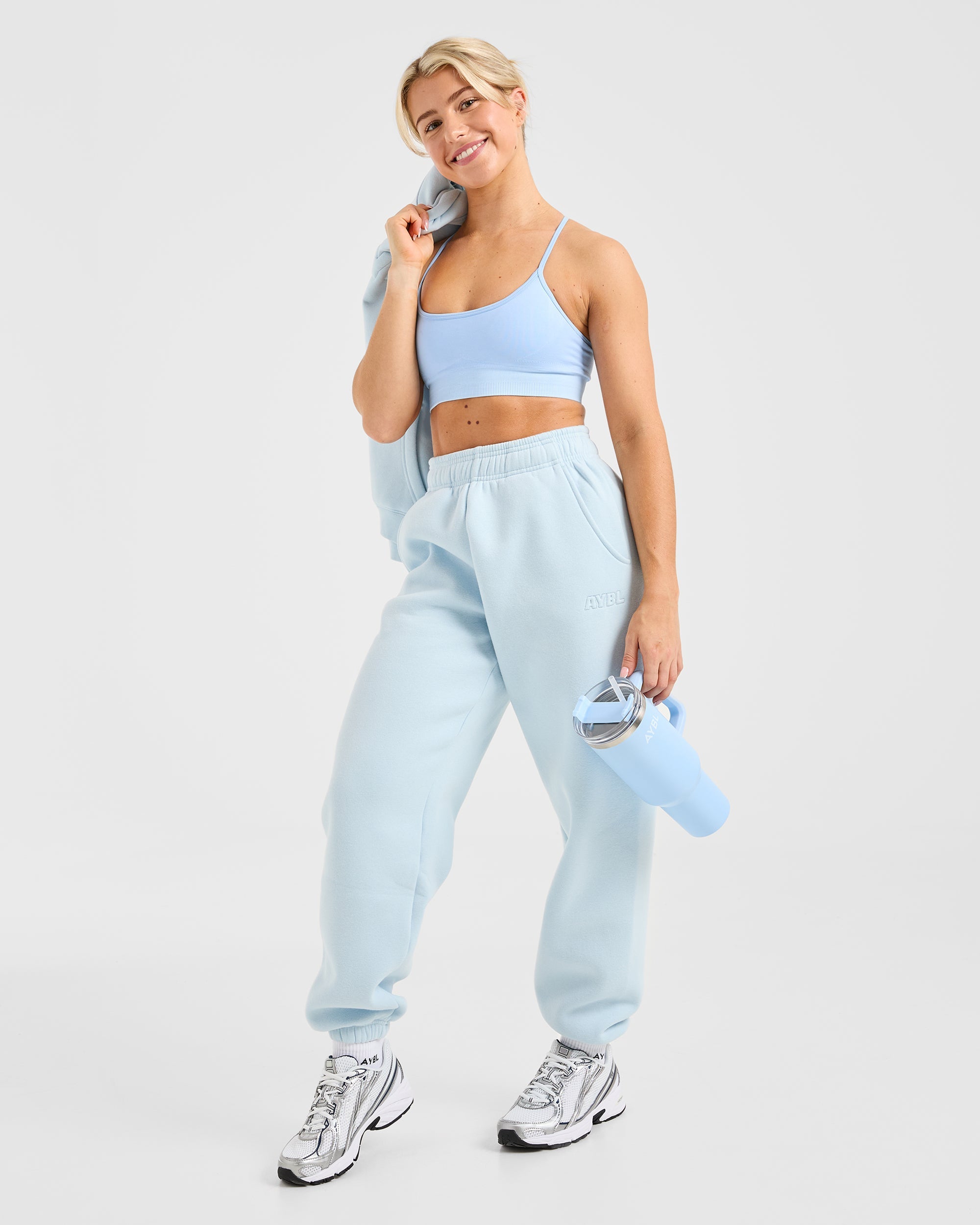 Classic Plush Oversized Joggers - Pastel Bleu