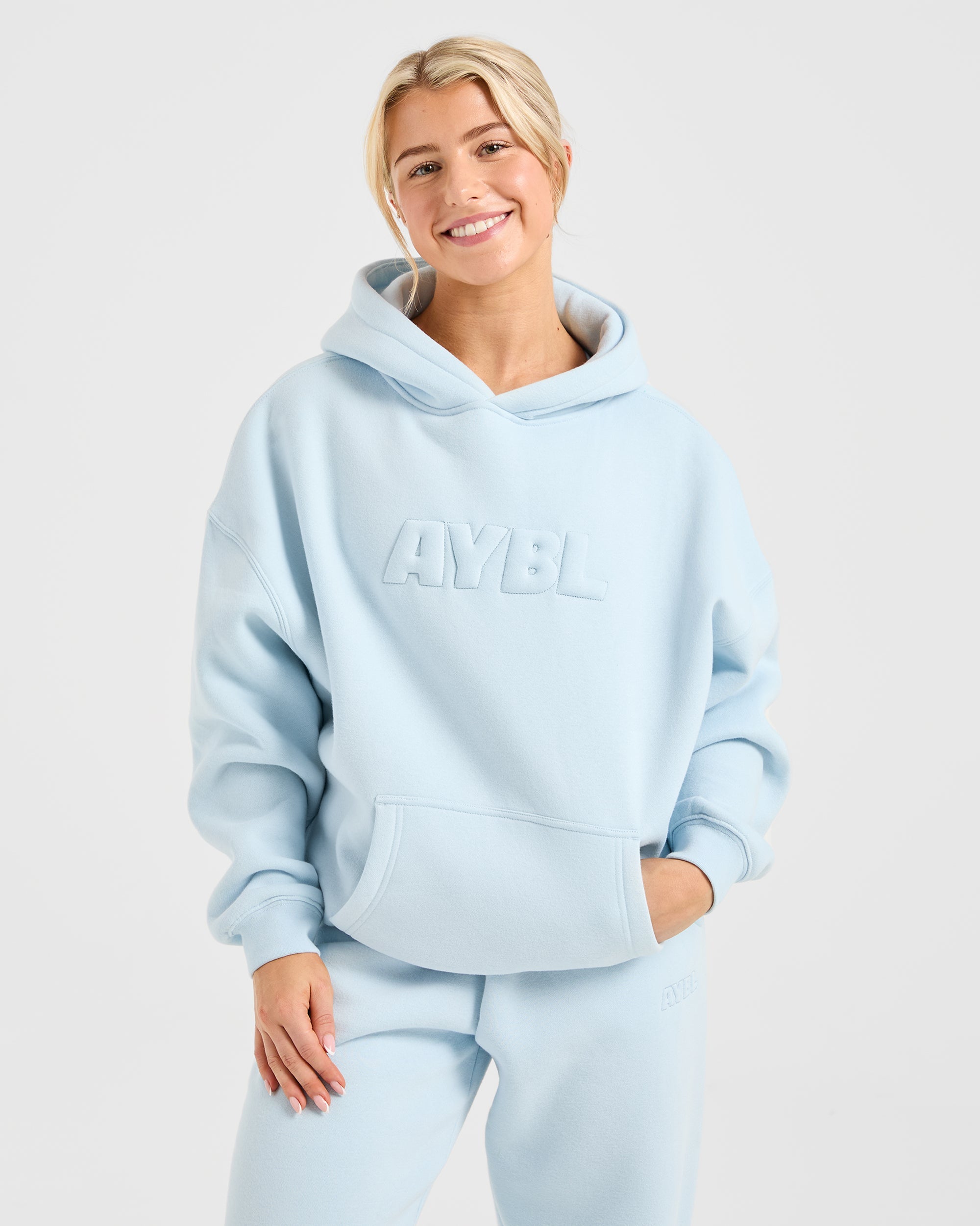 Classic Plush Oversized Hoodie - Pastel Bleu