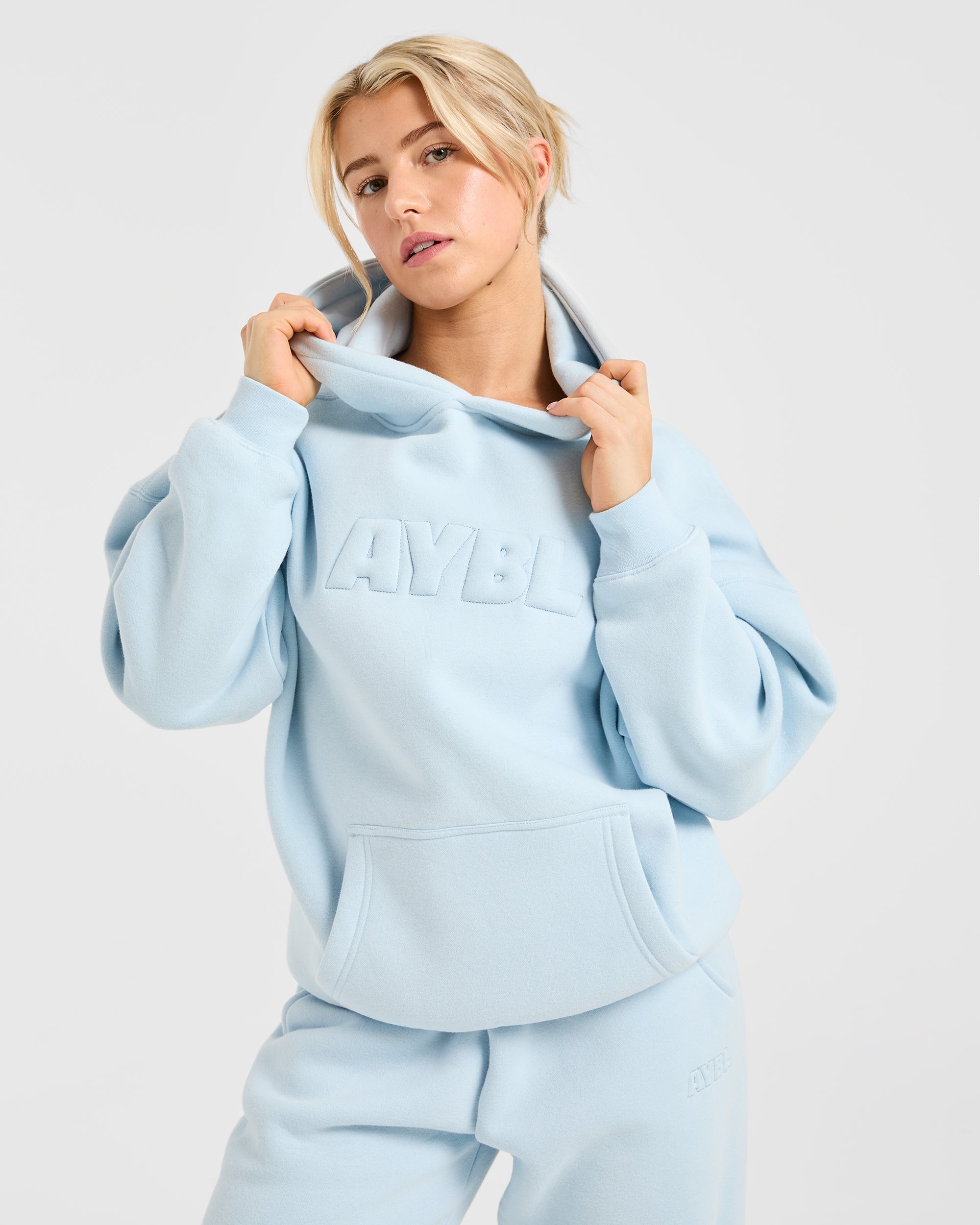 Classic Plush Oversized Hoodie - Pastel Bleu