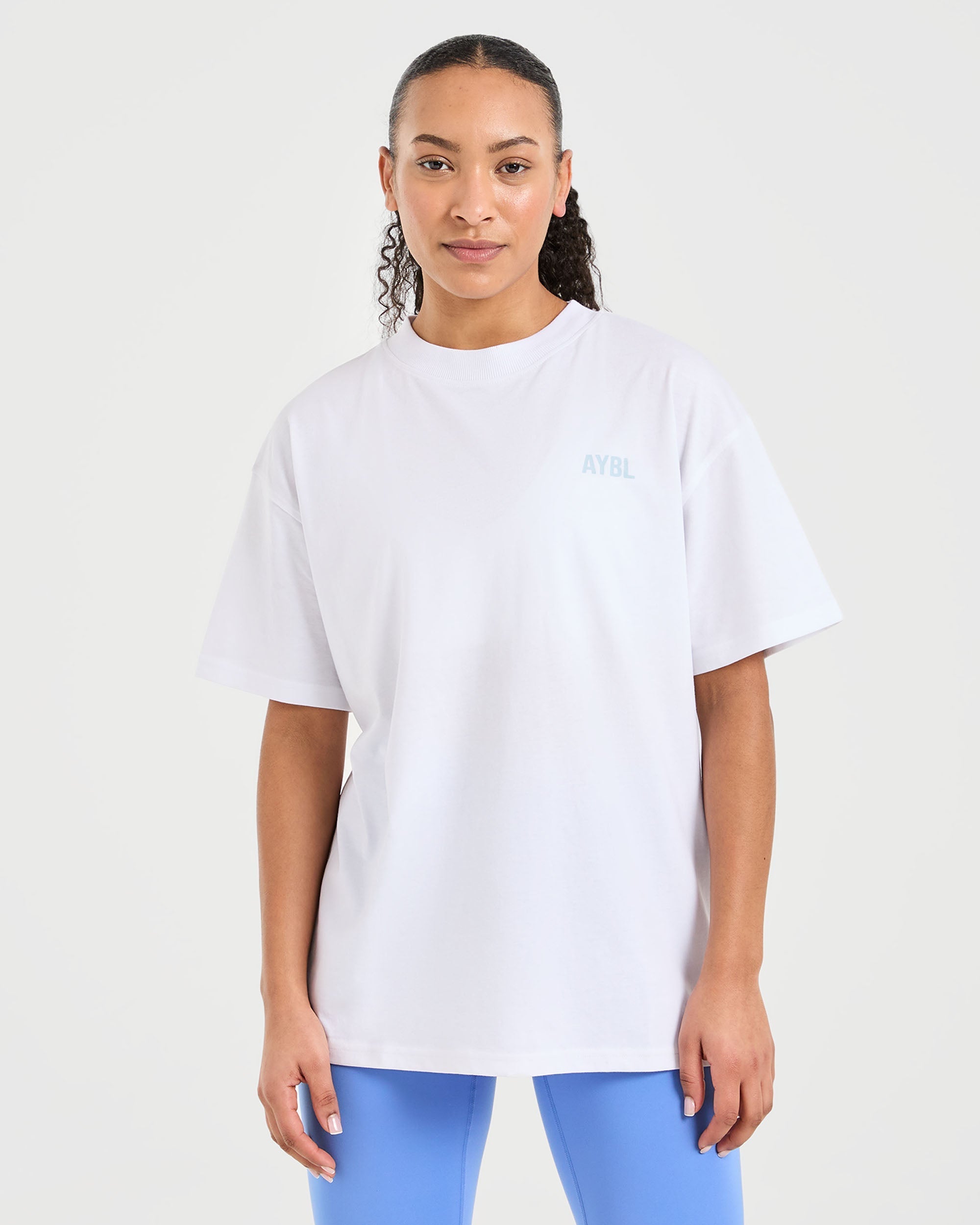 Show Up Oversized T Shirt - Blanc/Bleu