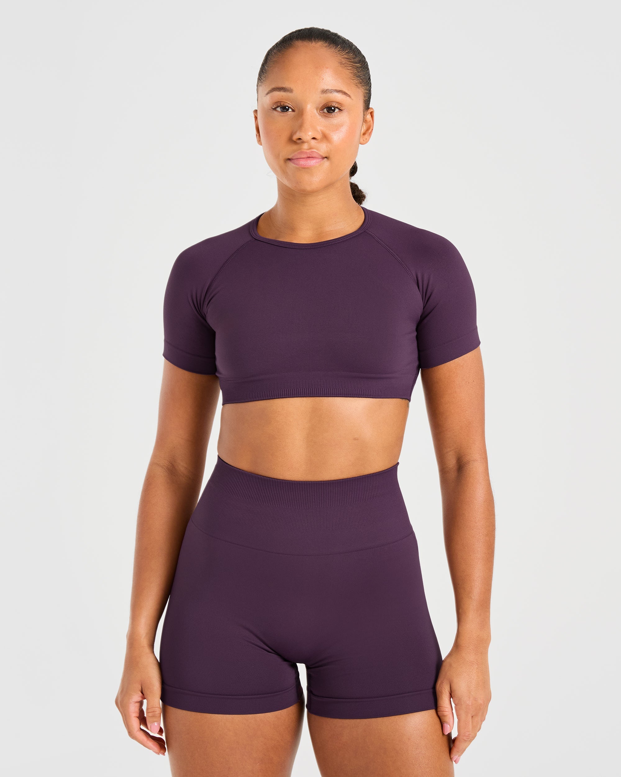 Power Seamless Crop Top - Grape Wine