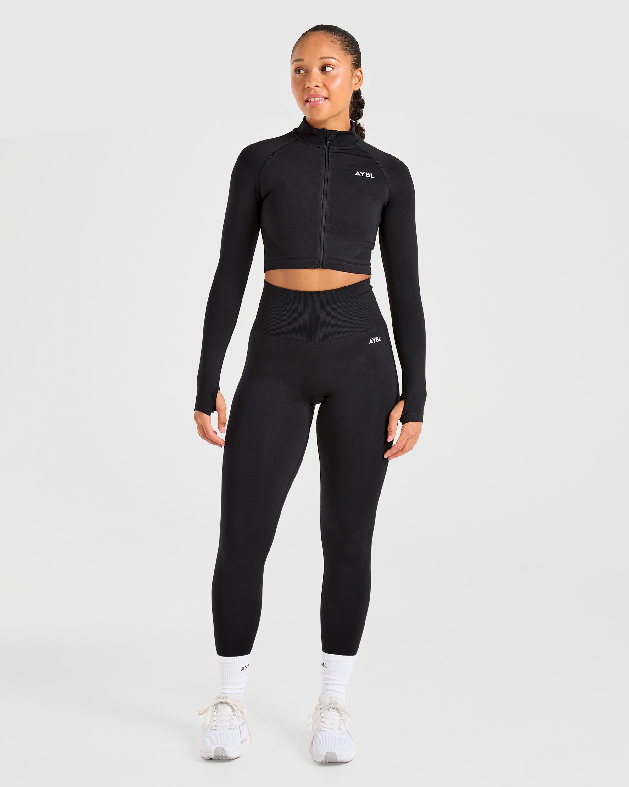 Empower Seamless Crop Zip Jacket - Noir