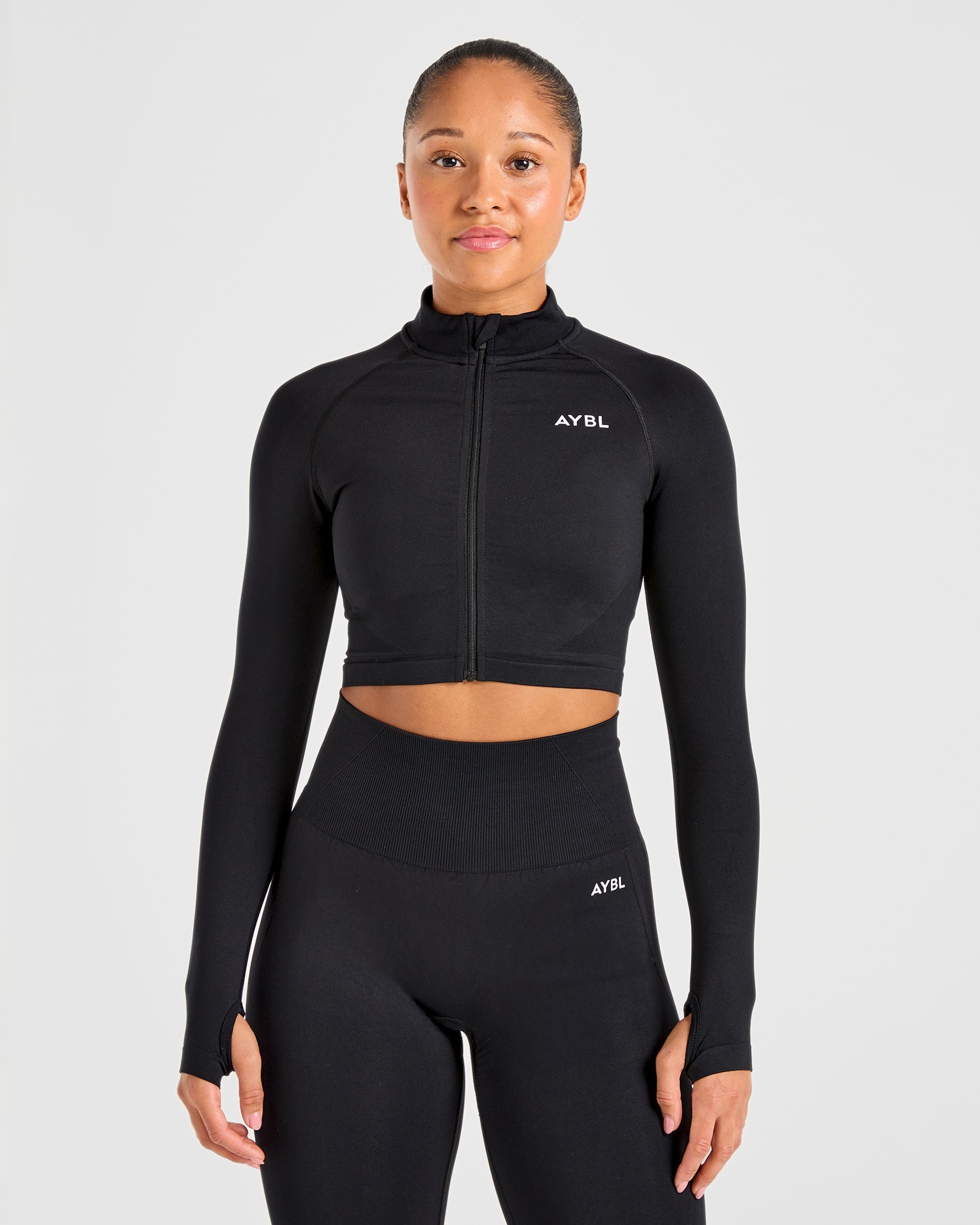 Empower Seamless Crop Zip Jacket - Noir