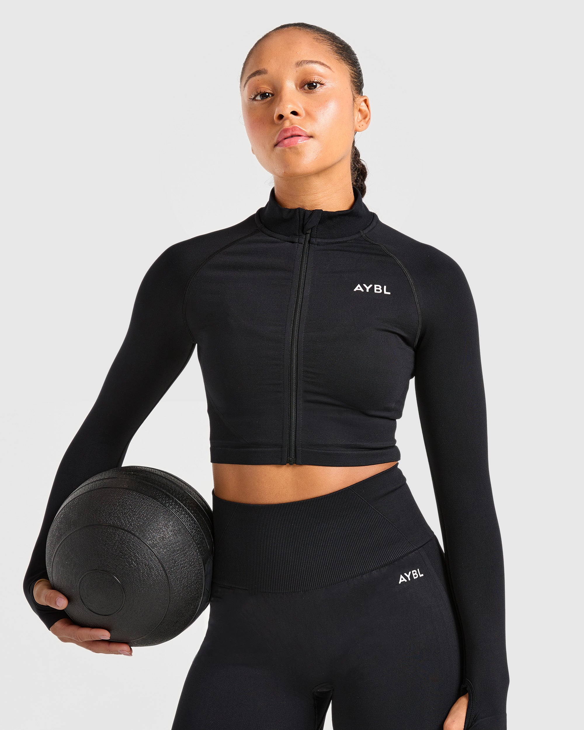 Empower Seamless Crop Zip Jacket - Noir