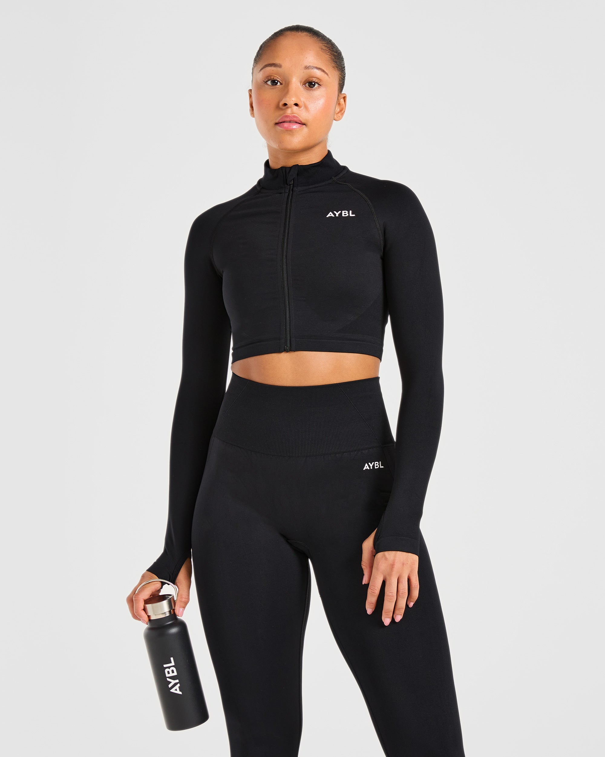 Empower Seamless Crop Zip Jacket - Noir