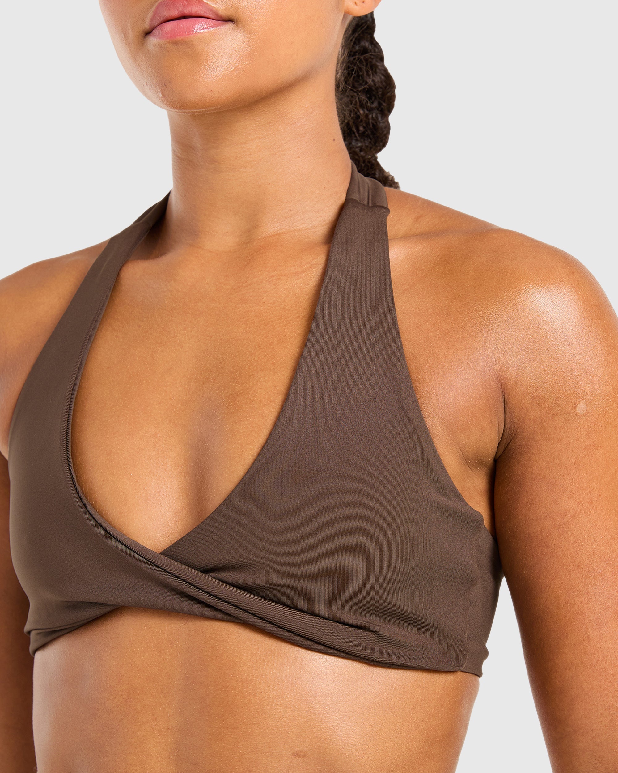 Essential Halterneck Sports Bra - Deep Cocoa Brun