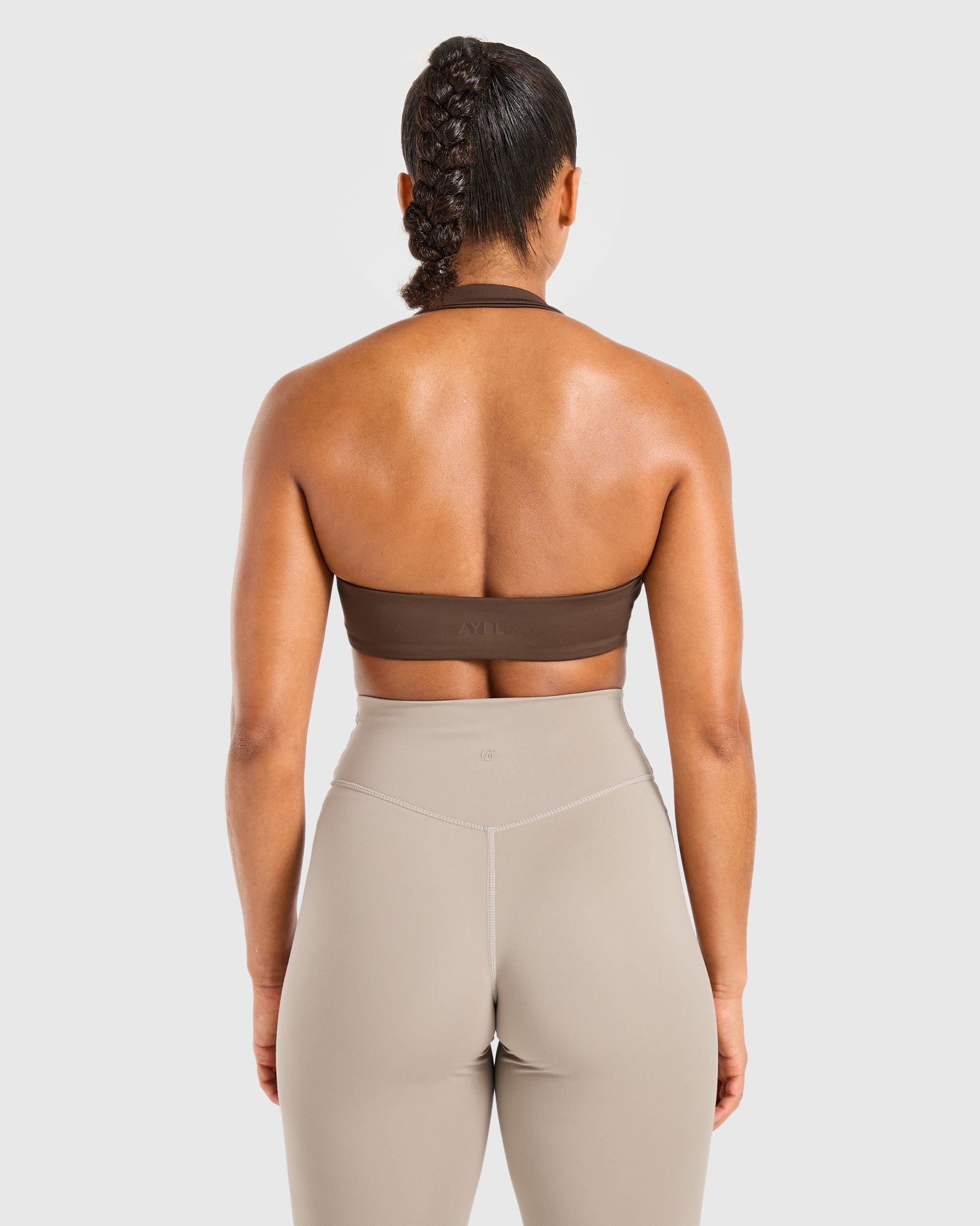 Essential Halterneck Sports Bra - Deep Cocoa Brun