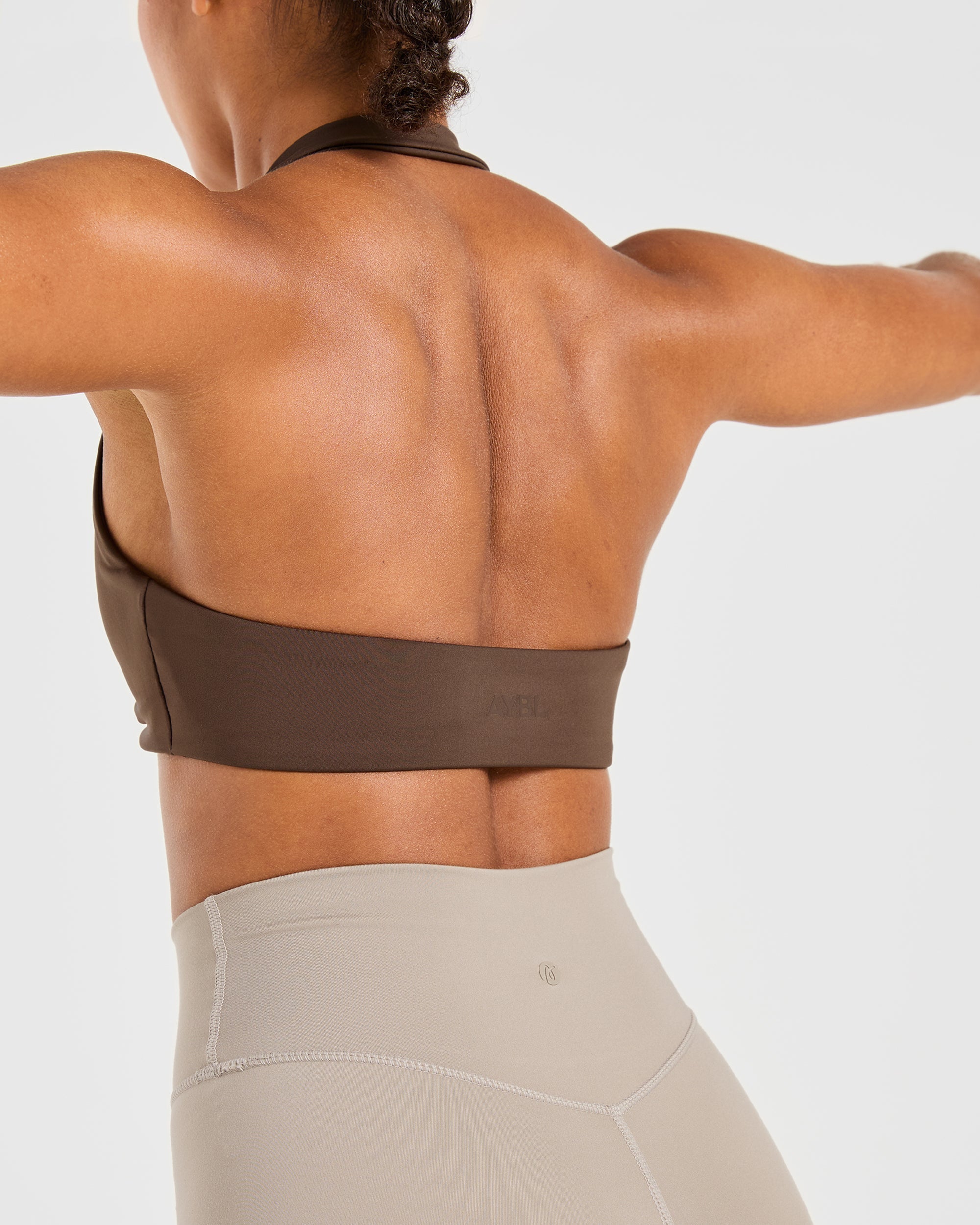 Essential Halterneck Sports Bra - Deep Cocoa Brun