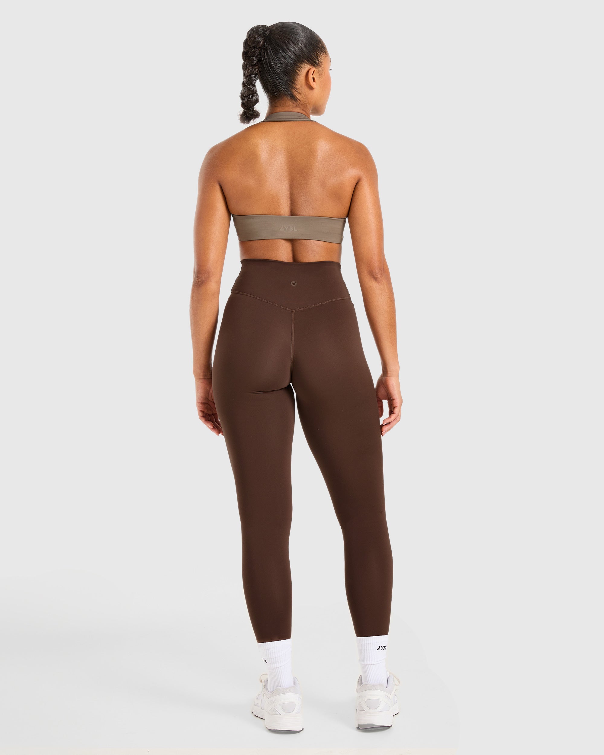 Essential Halterneck Sports Bra - Mocha Brun