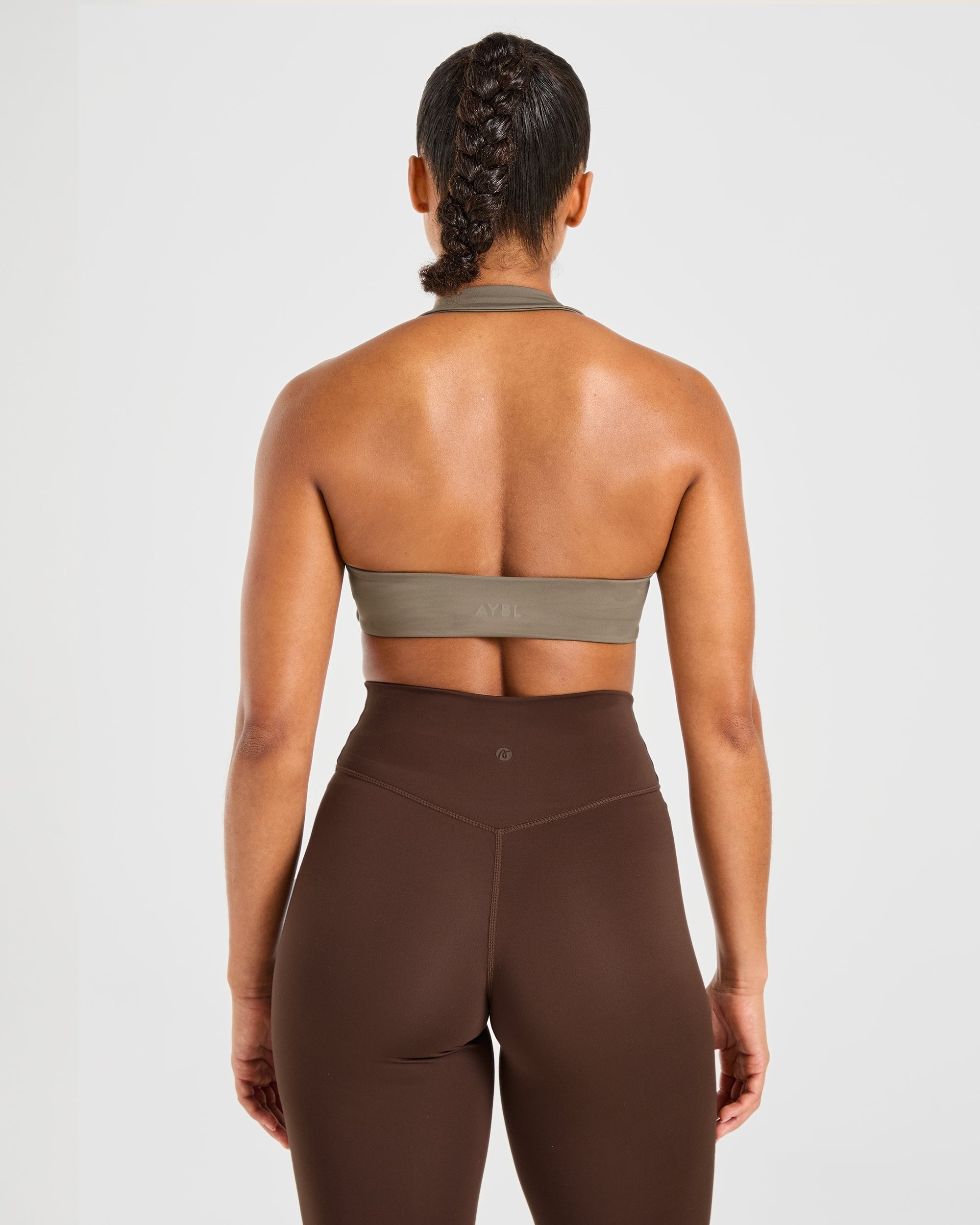 Essential Halterneck Sports Bra - Mocha Brun