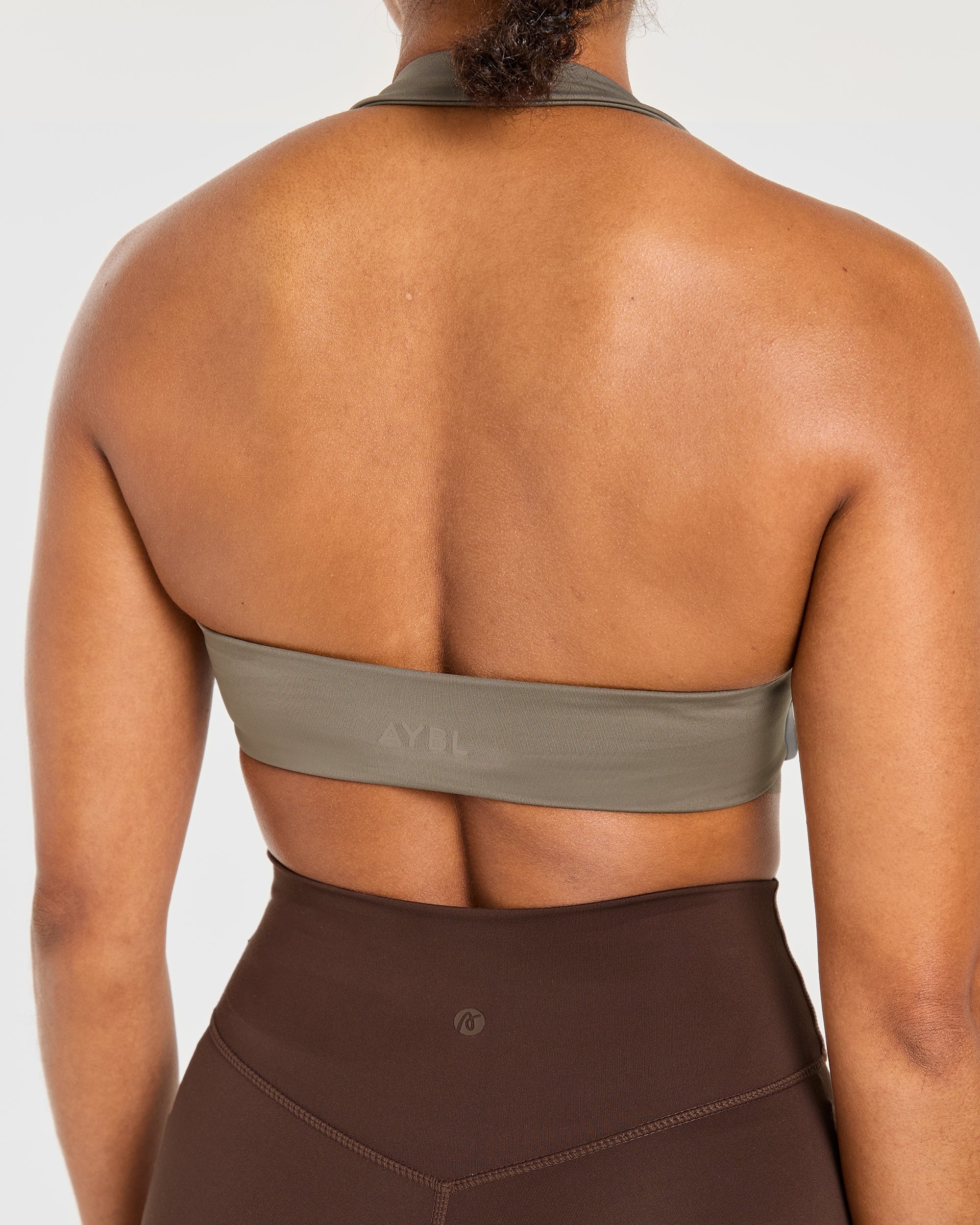 Essential Halterneck Sports Bra - Mocha Brun