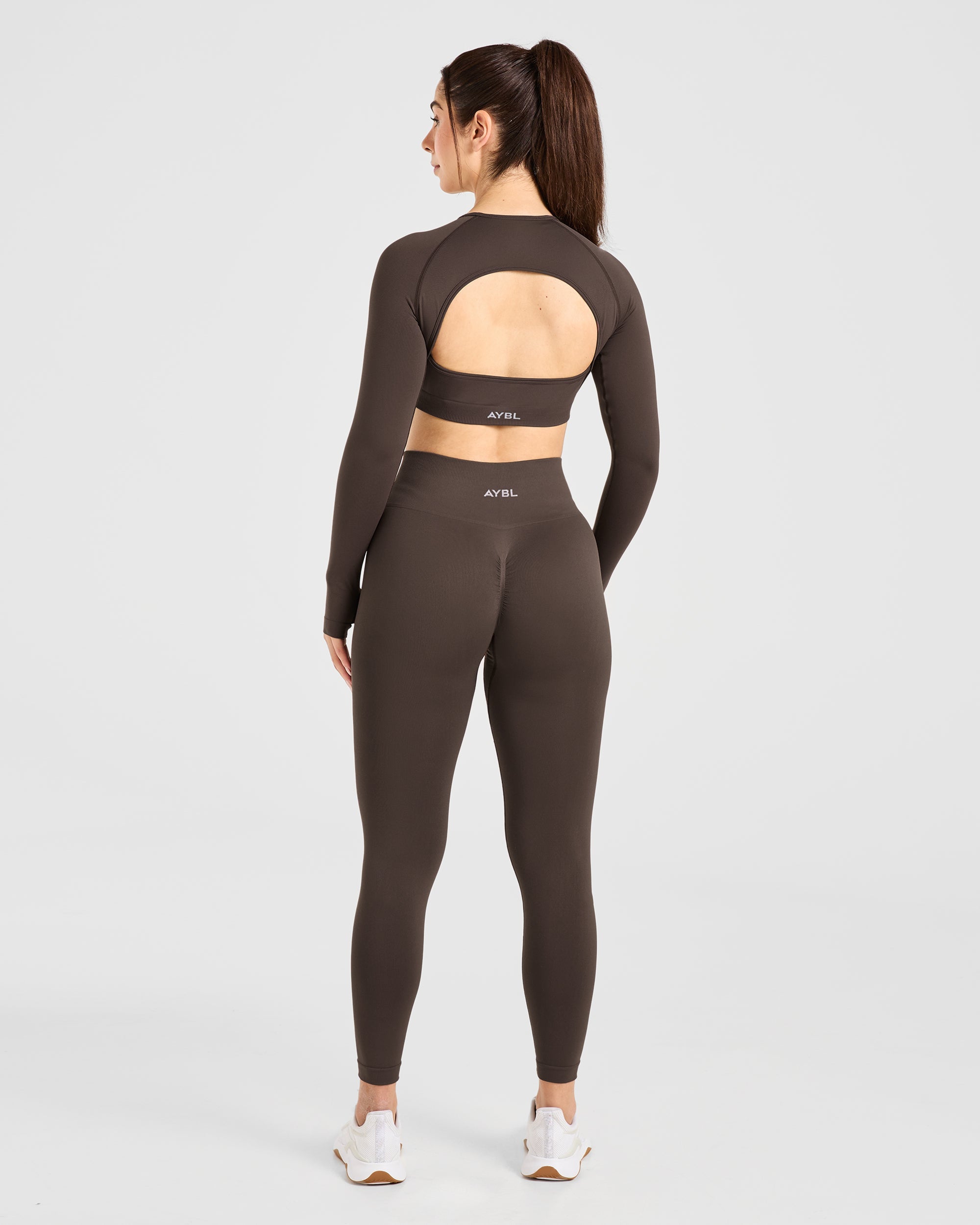 Power Seamless Long Sleeve Crop Top - Chestnut Brun