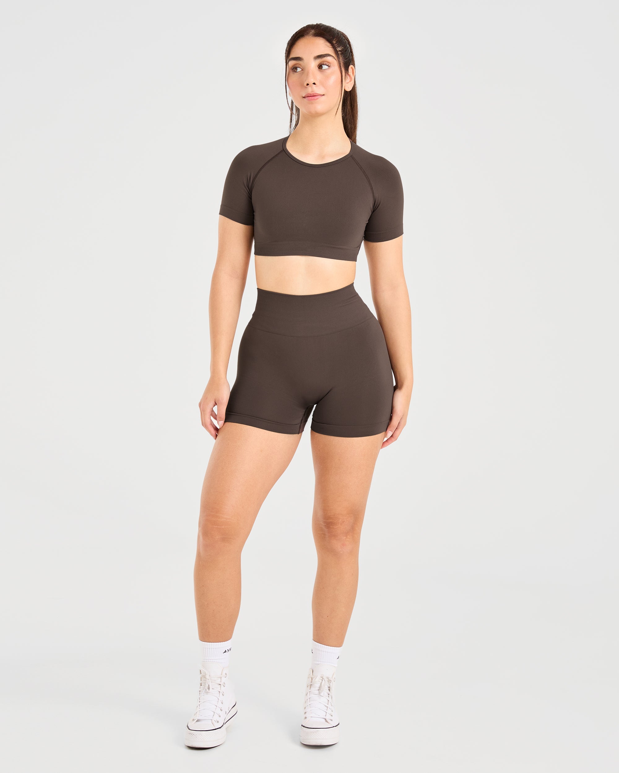 Power Seamless Crop Top - Chestnut Brun