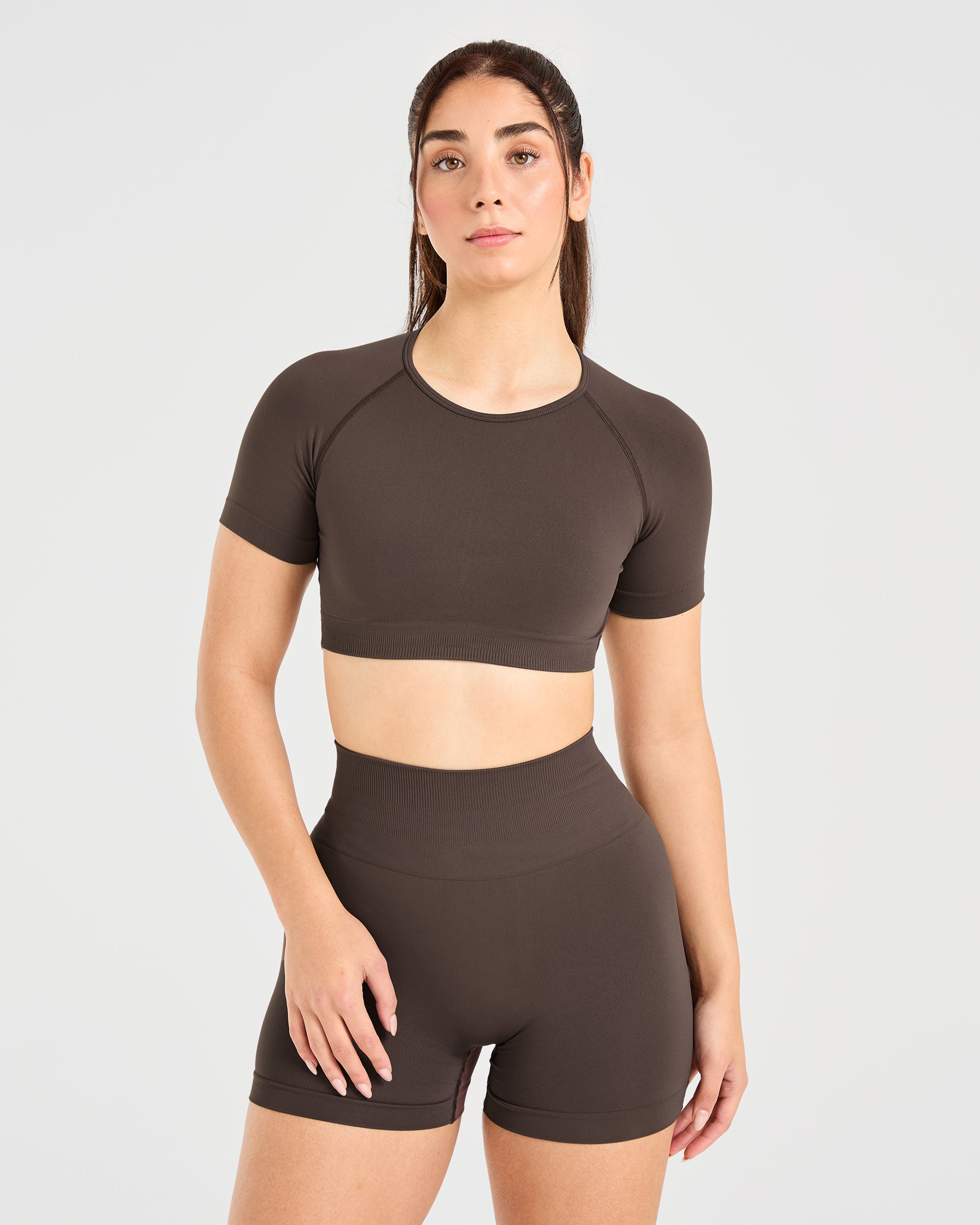 Power Seamless Crop Top - Chestnut Brun