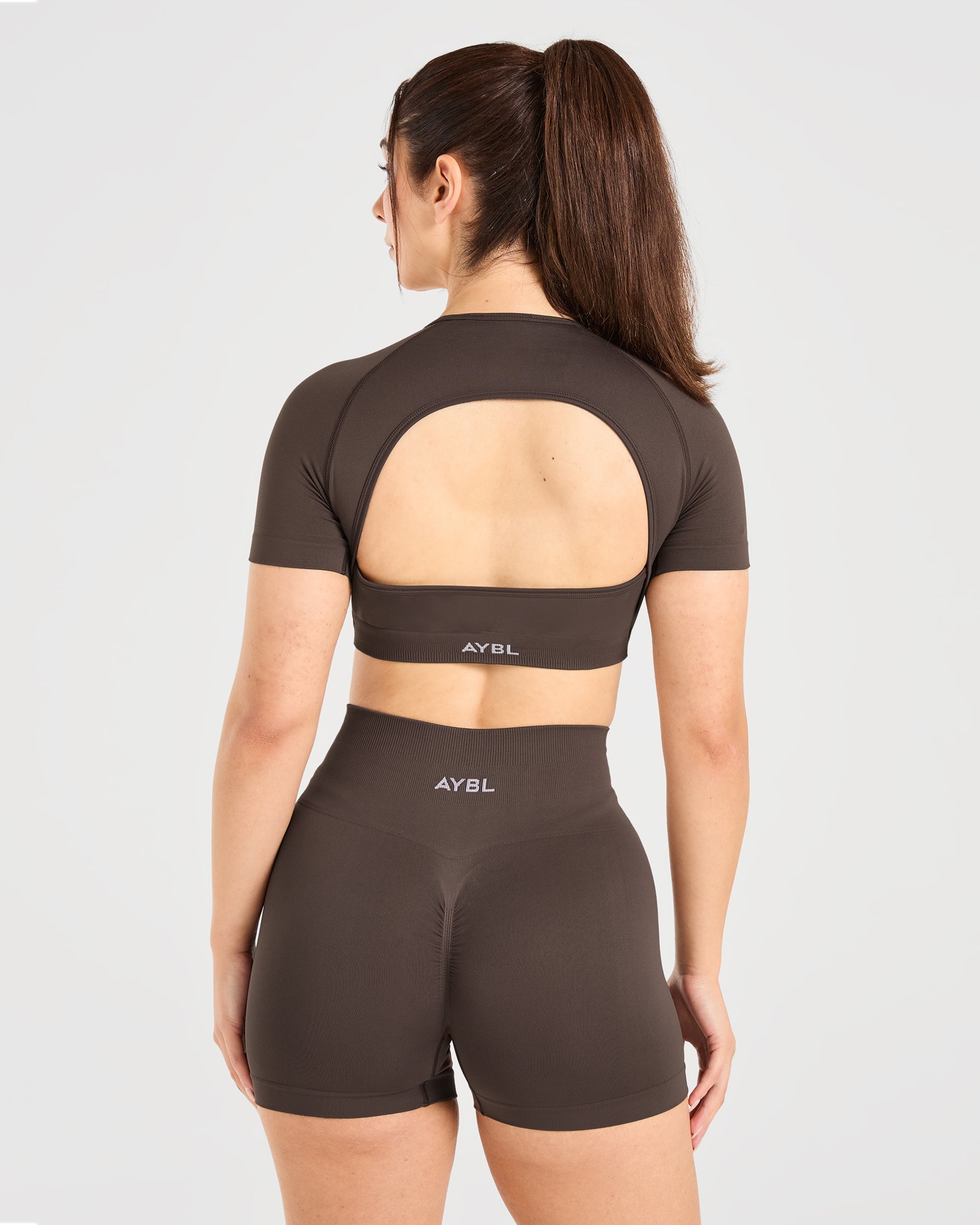 Power Seamless Crop Top - Chestnut Brun