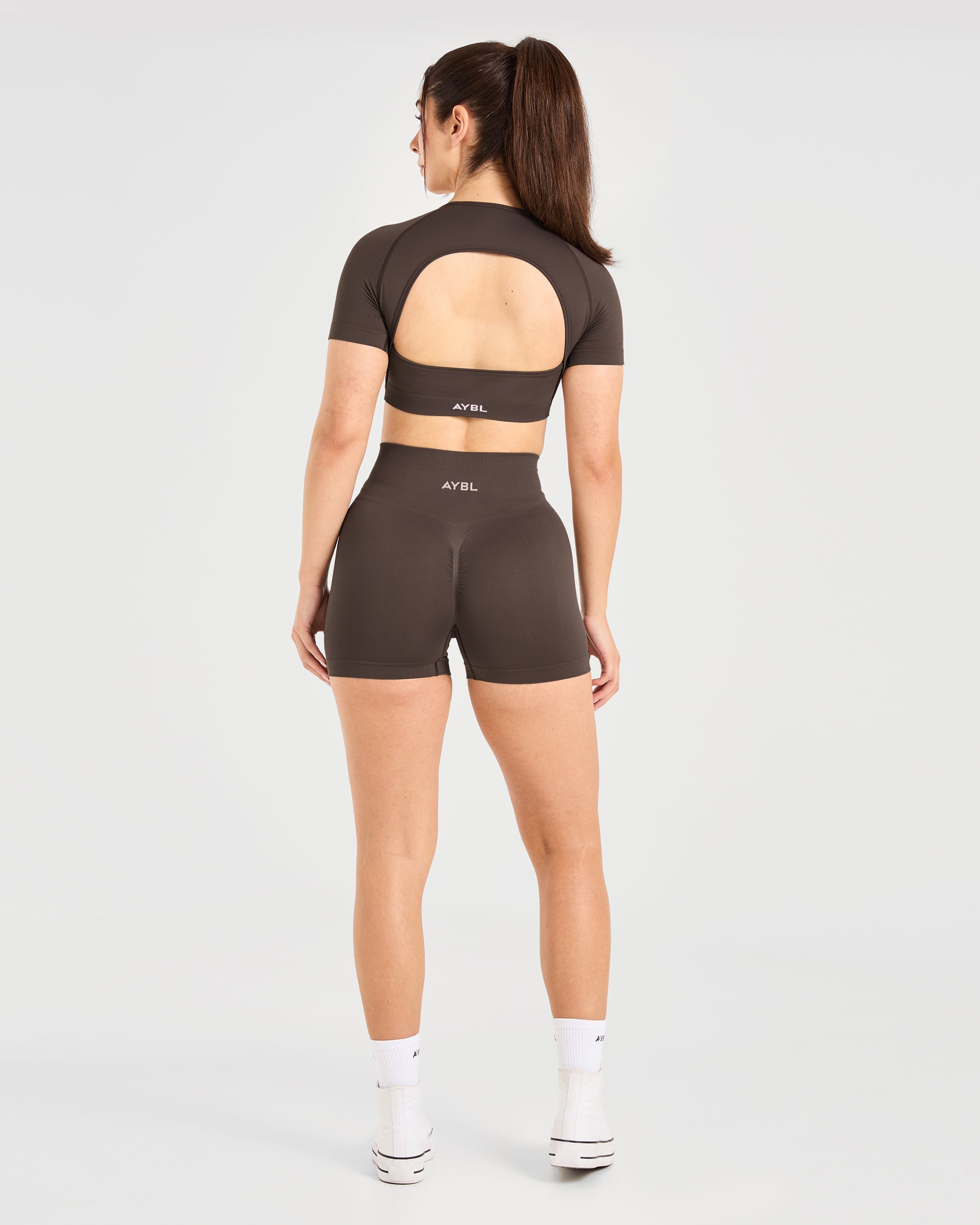 Power Seamless Crop Top - Chestnut Brun