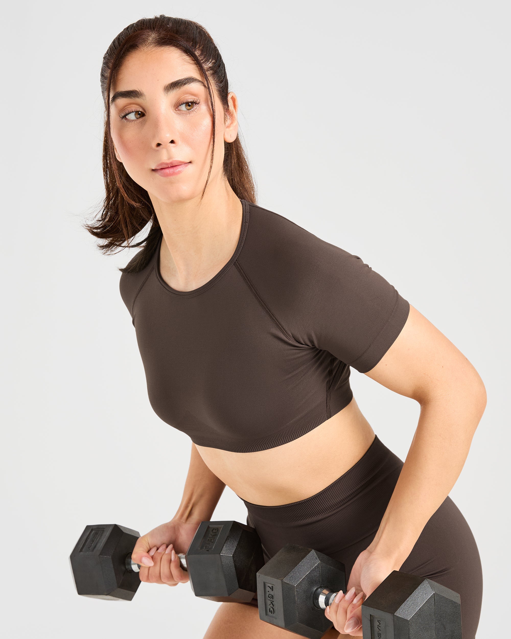 Power Seamless Crop Top - Chestnut Brun