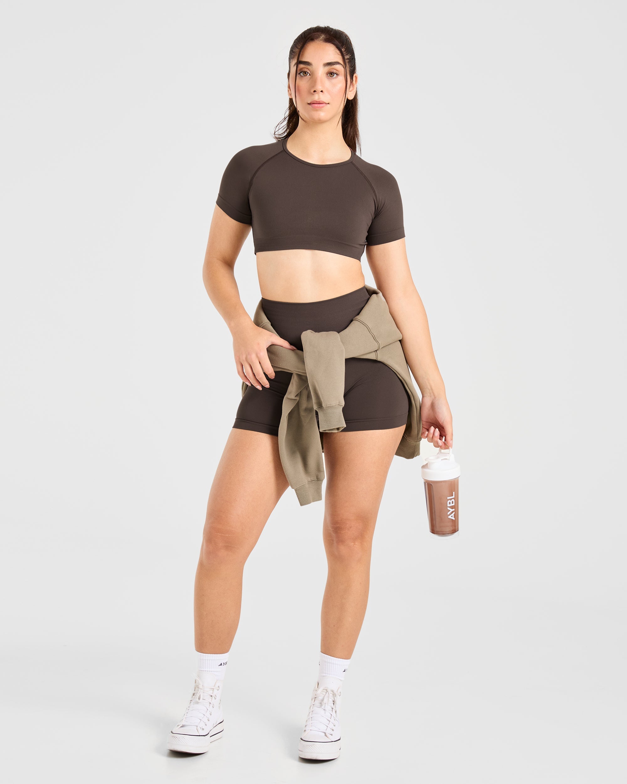 Power Seamless Crop Top - Chestnut Brun