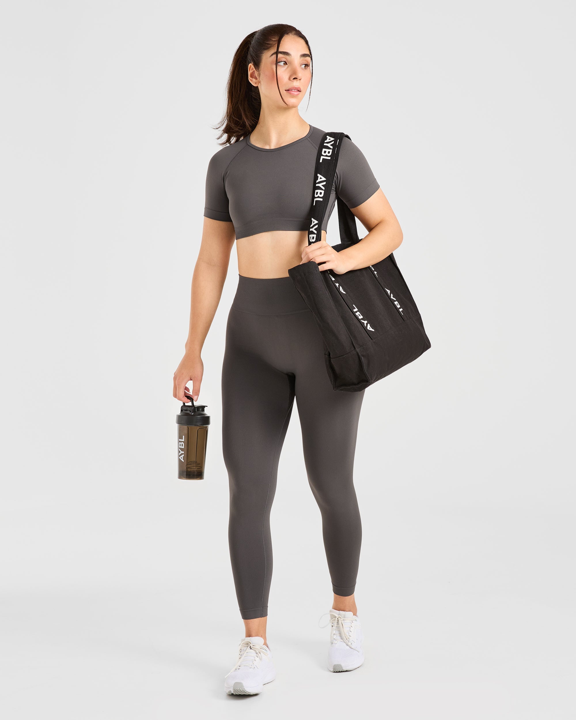 Power Seamless Crop Top - Charcoal