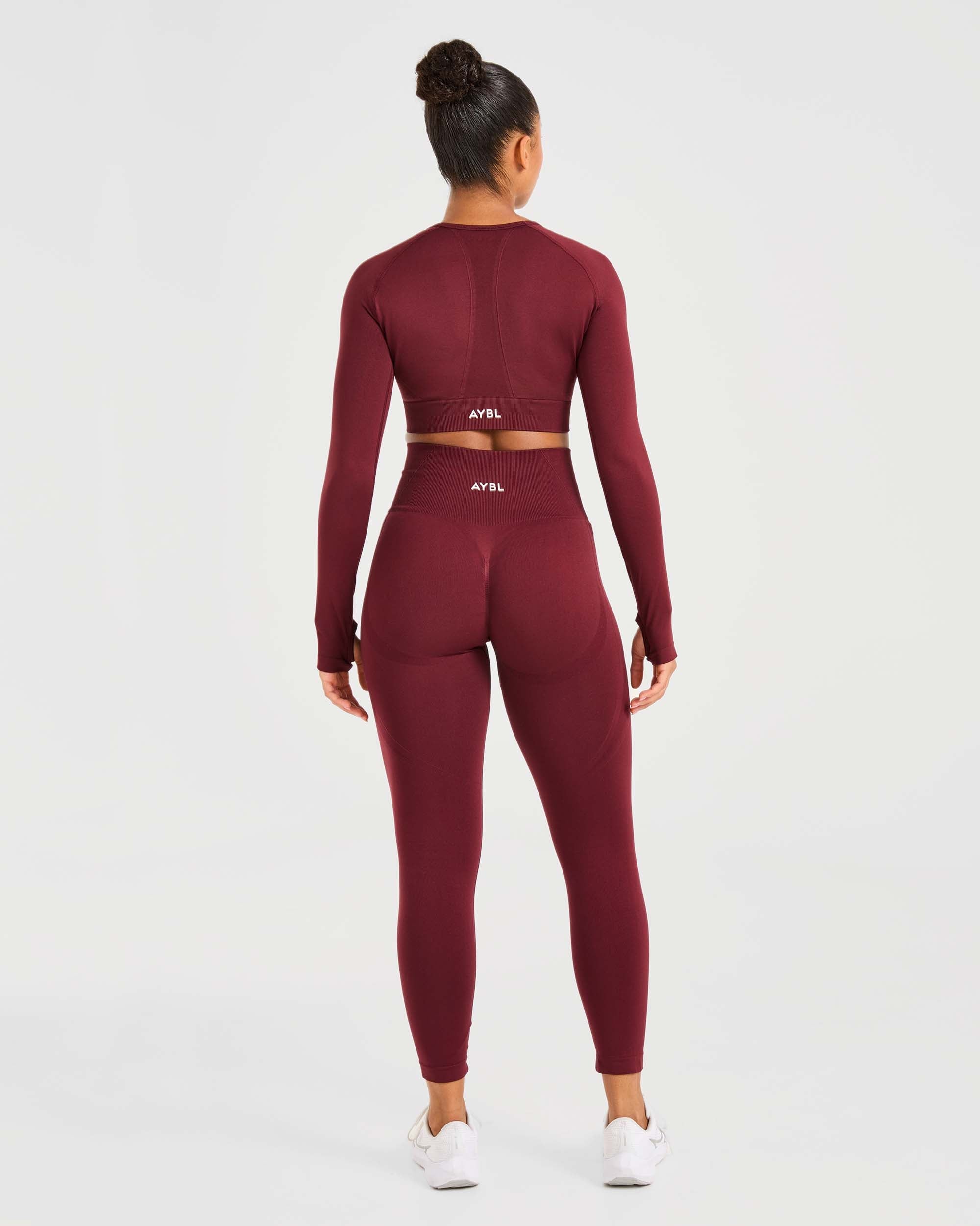 Empower Seamless Long Sleeve Crop Top - Rouge Wine