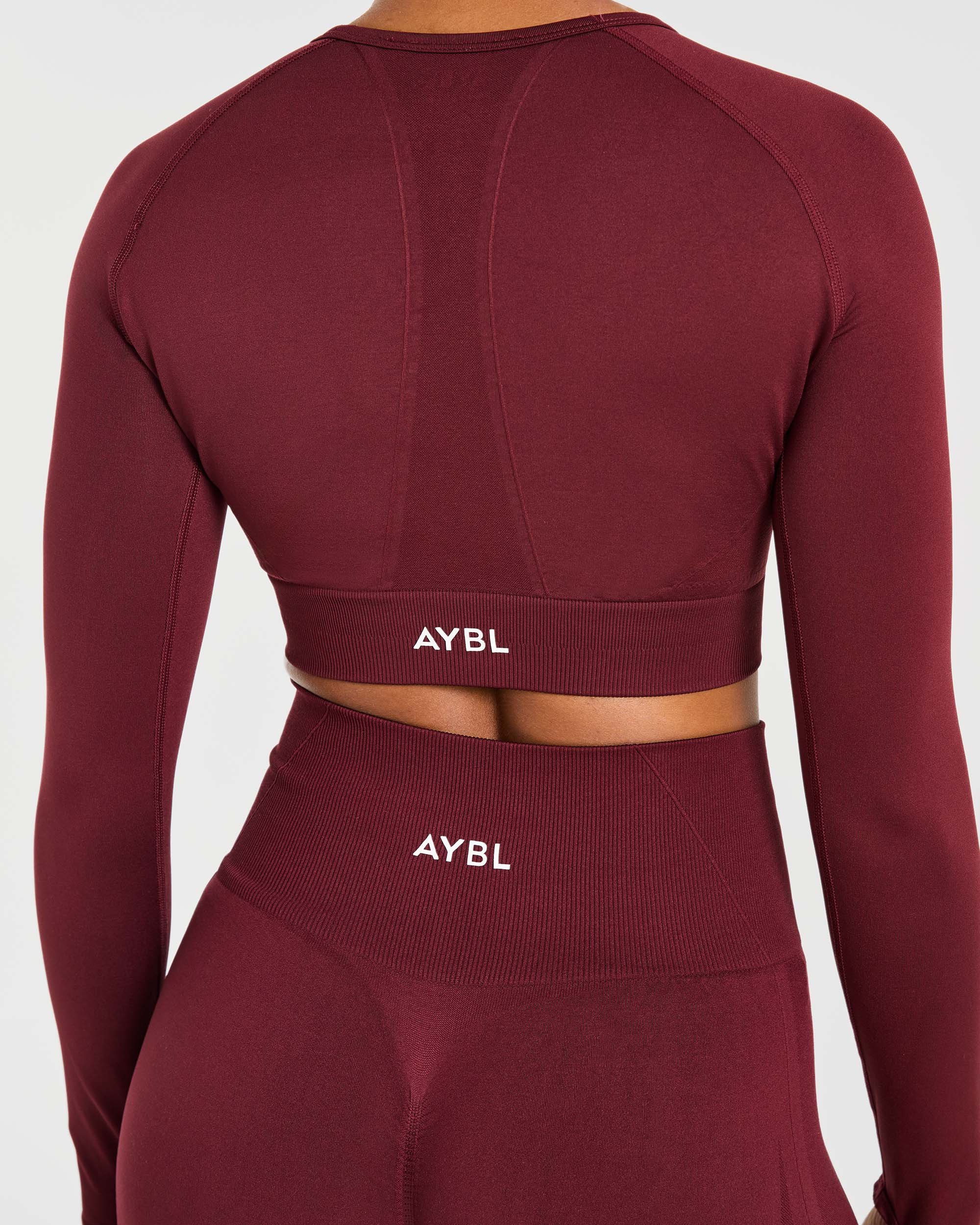 Empower Seamless Long Sleeve Crop Top - Rouge Wine