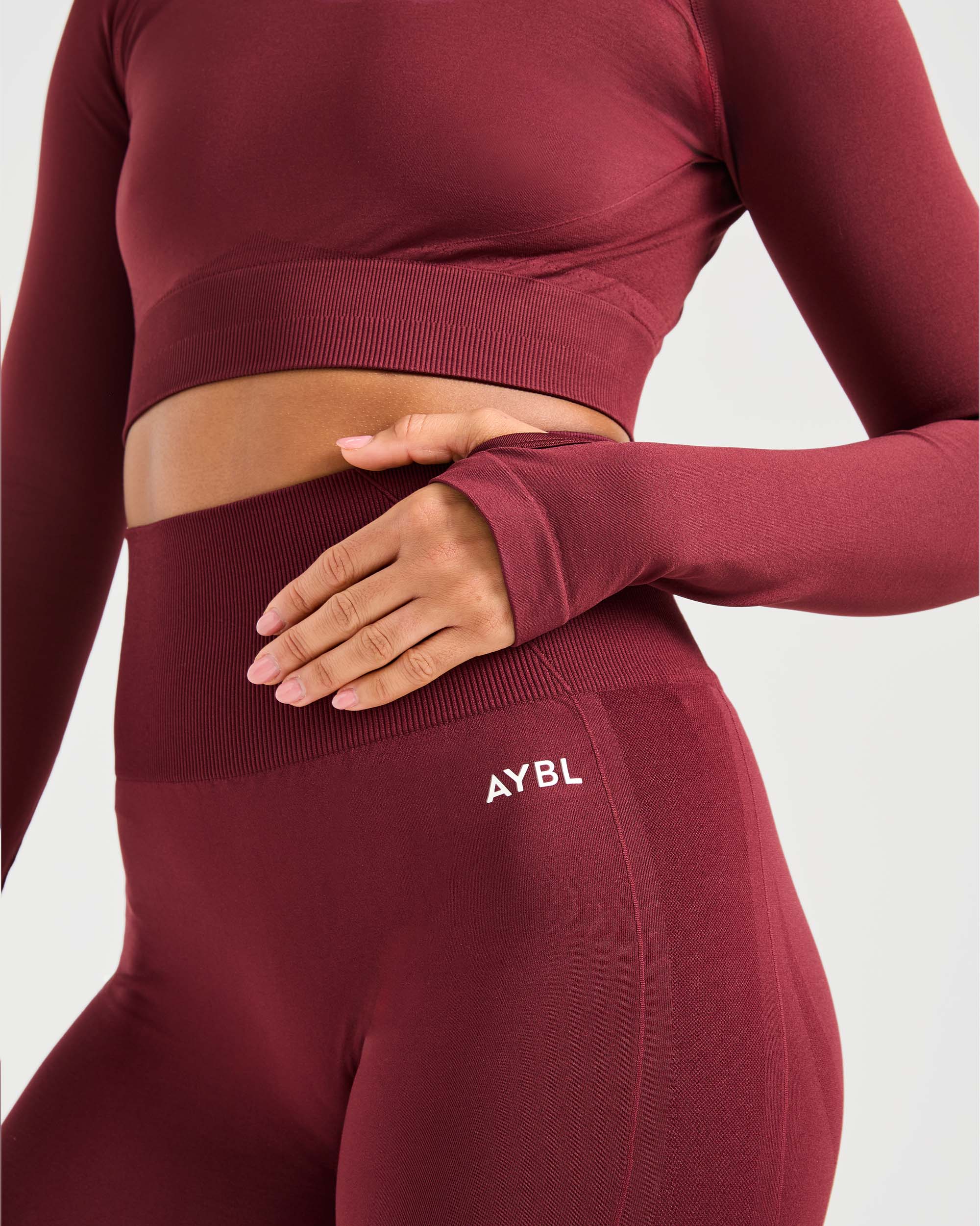 Empower Seamless Long Sleeve Crop Top - Rouge Wine