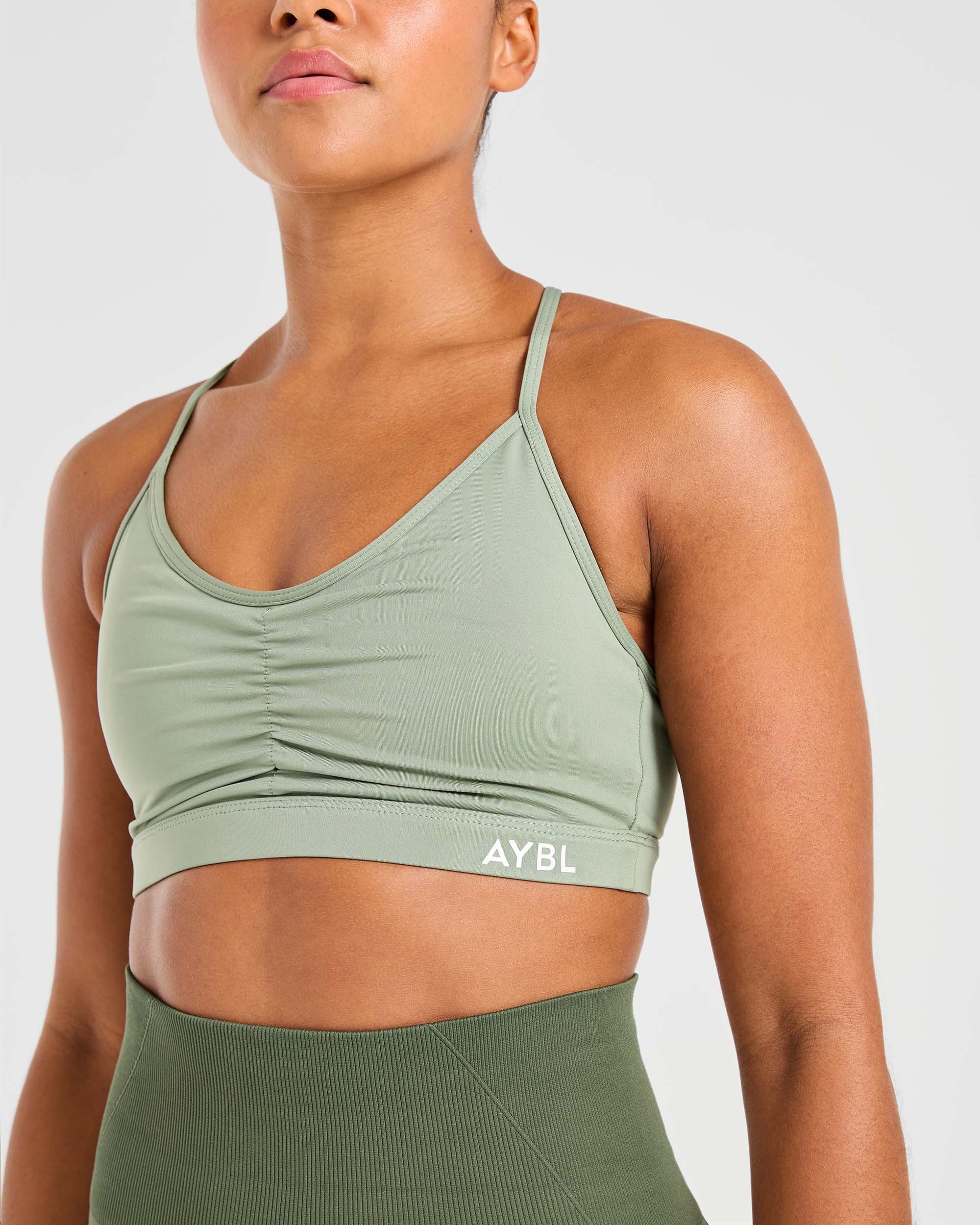 Essential Ruched Sports Bra - Olive Vert