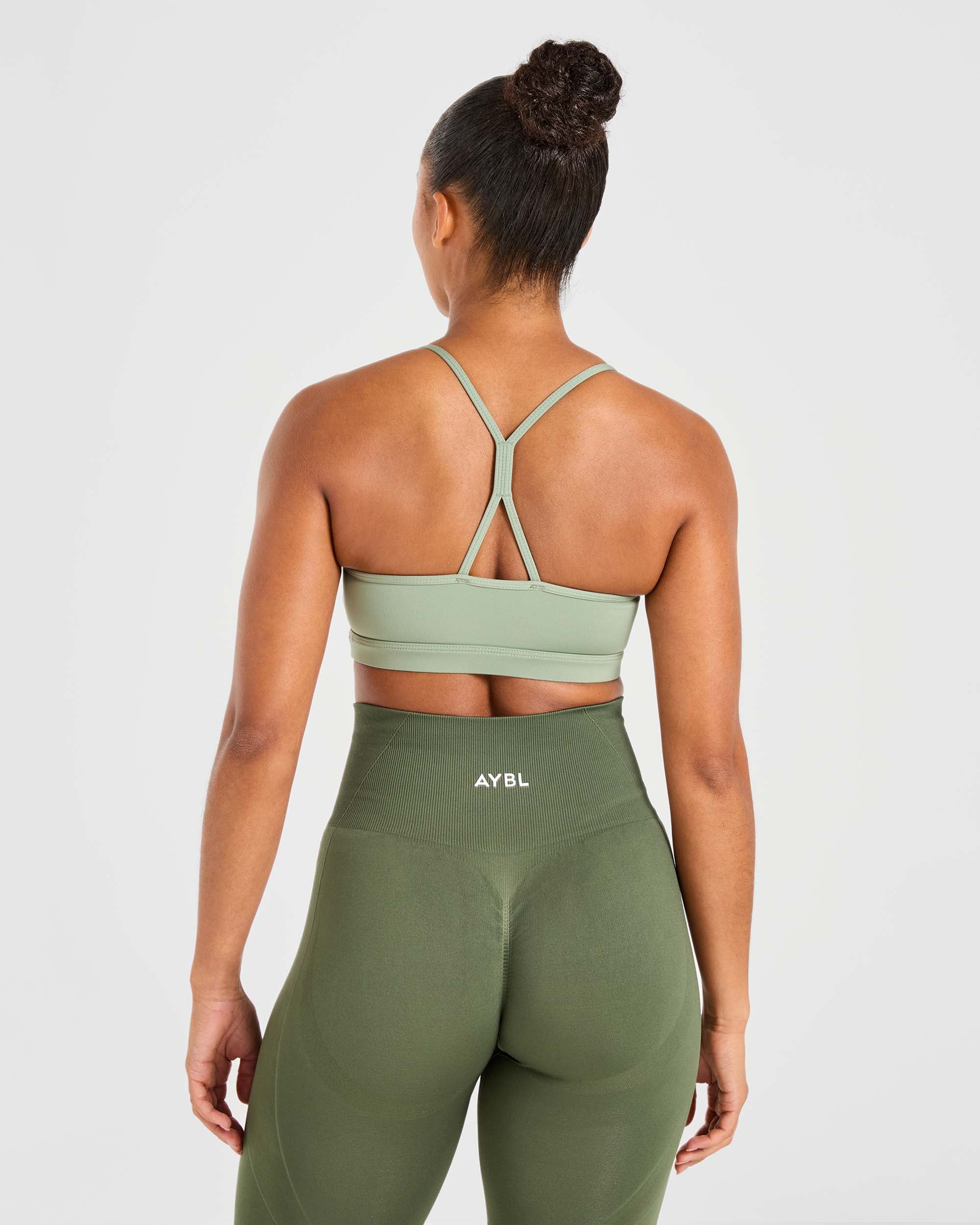 Essential Ruched Sports Bra - Olive Vert