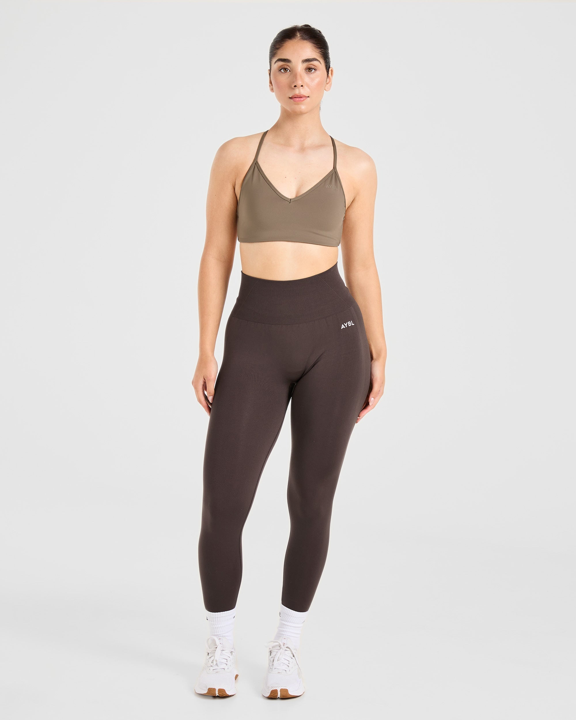 Essential Crossback Sports Bra - Mocha Brun