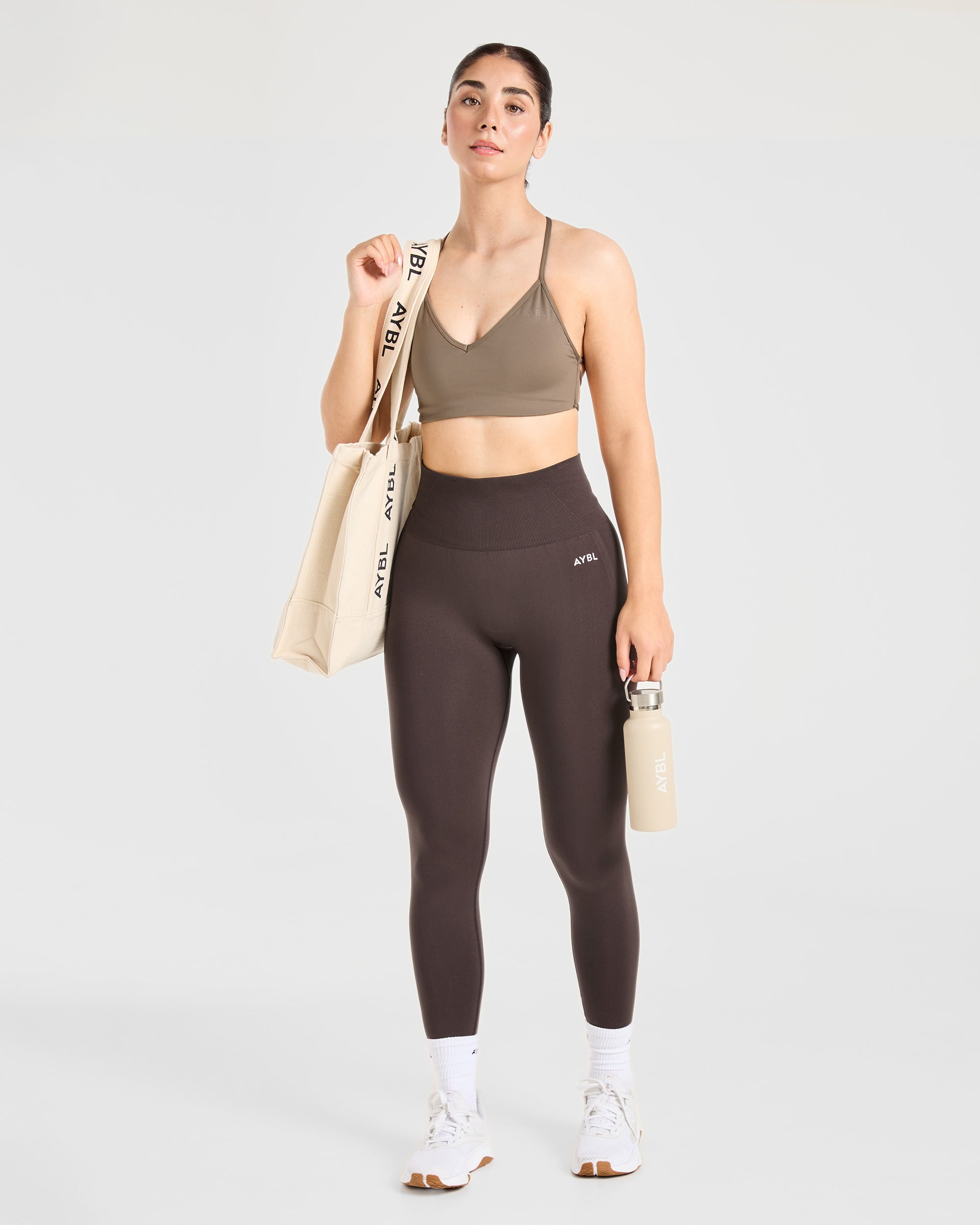 Essential Crossback Sports Bra - Mocha Brun