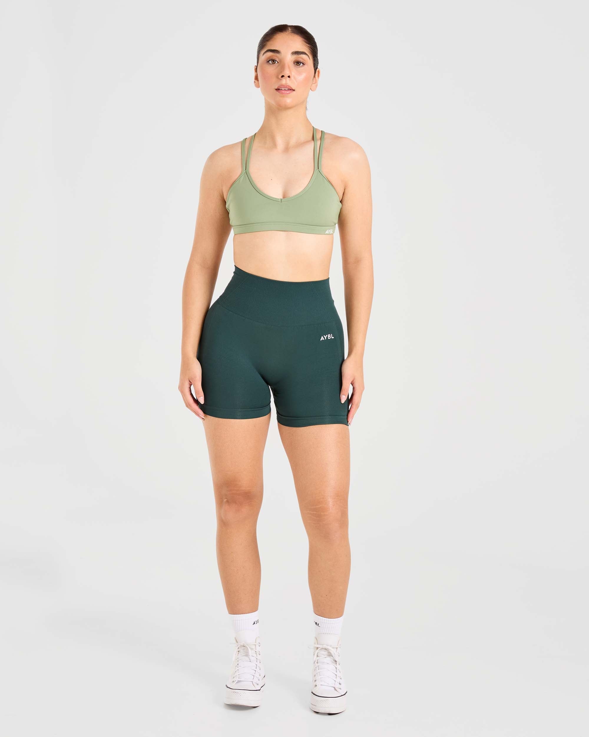 Essential Strappy Sports Bra - Olive Vert