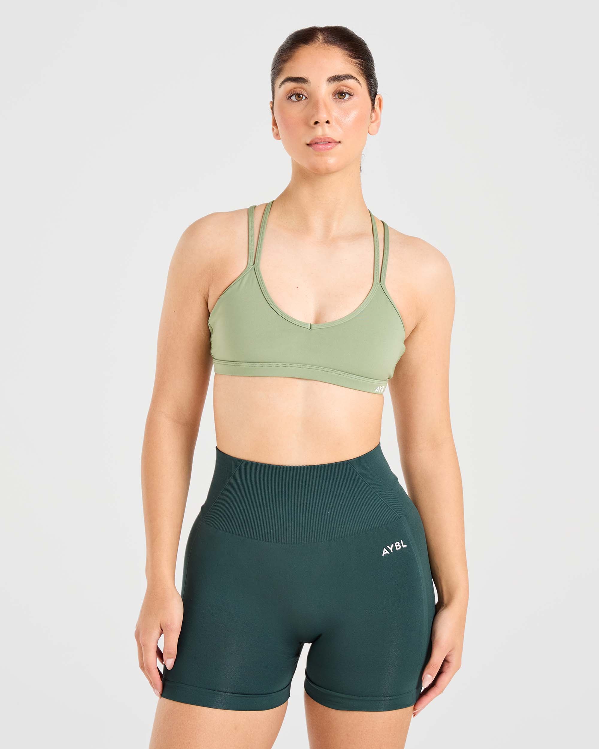 Essential Strappy Sports Bra - Olive Vert