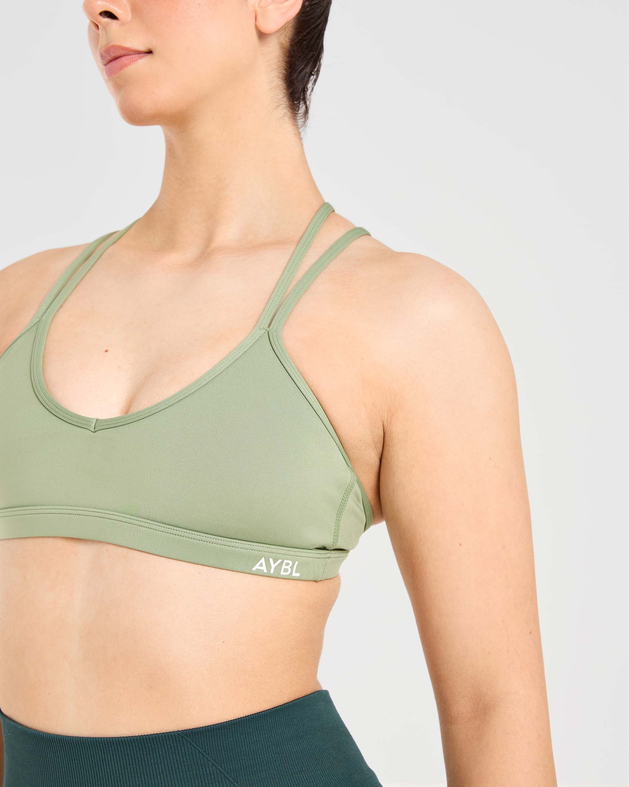 Essential Strappy Sports Bra - Olive Vert