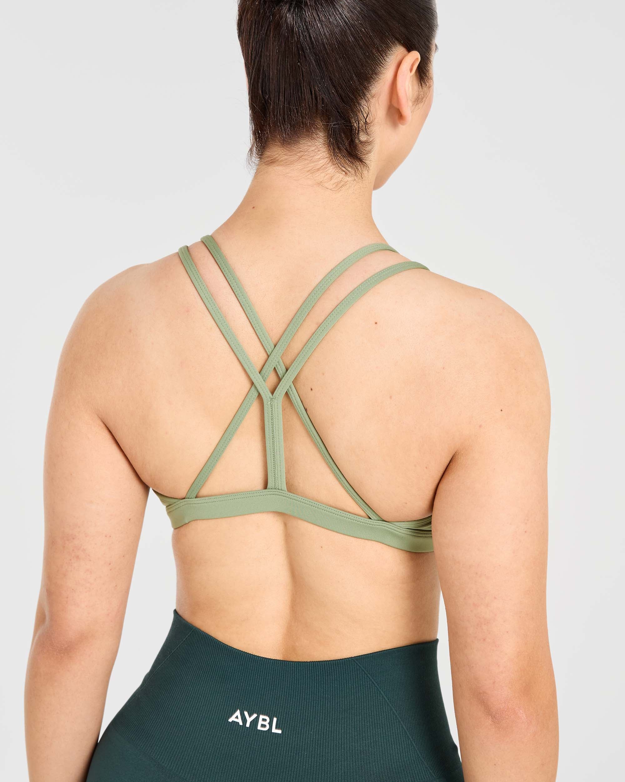 Essential Strappy Sports Bra - Olive Vert