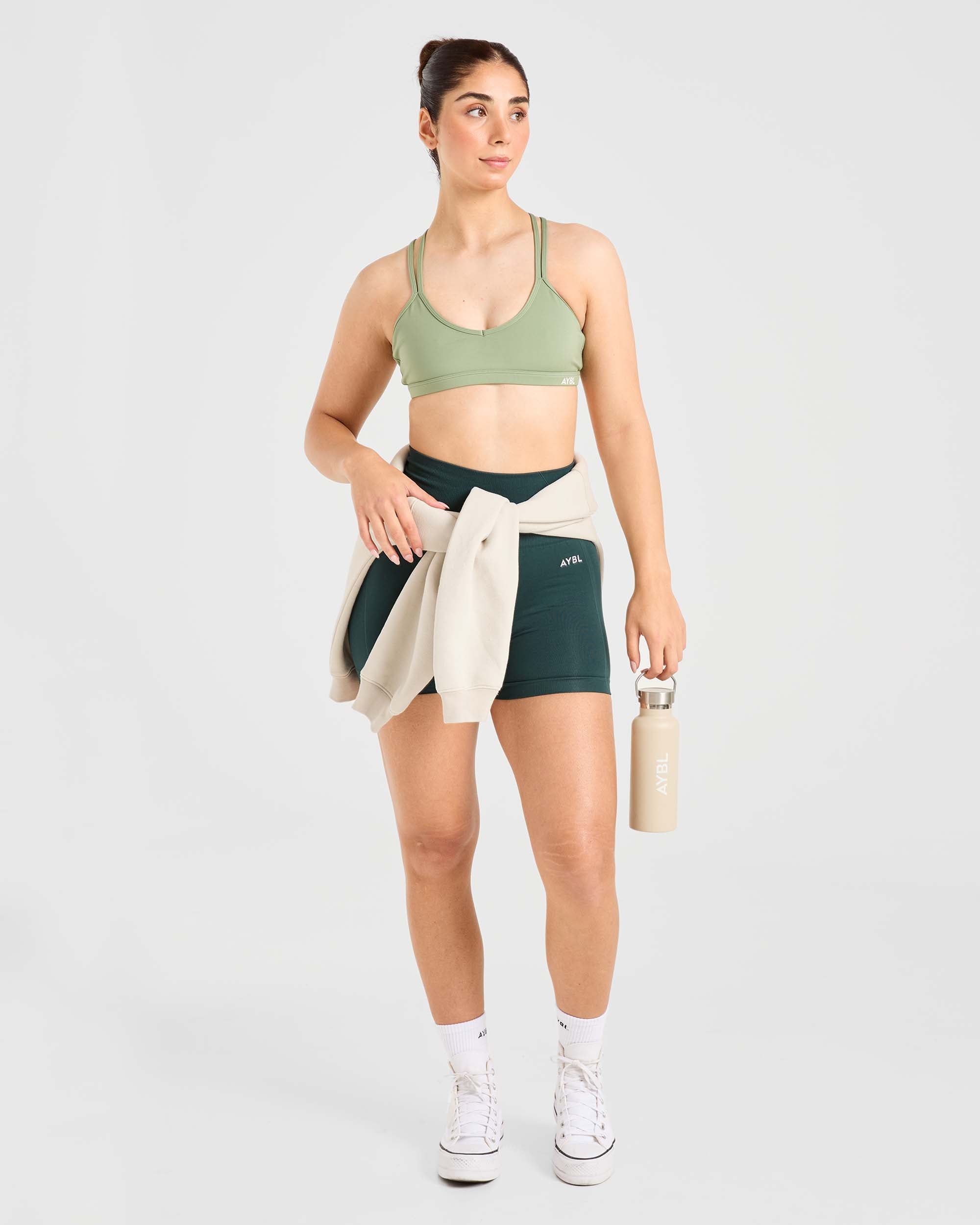 Essential Strappy Sports Bra - Olive Vert